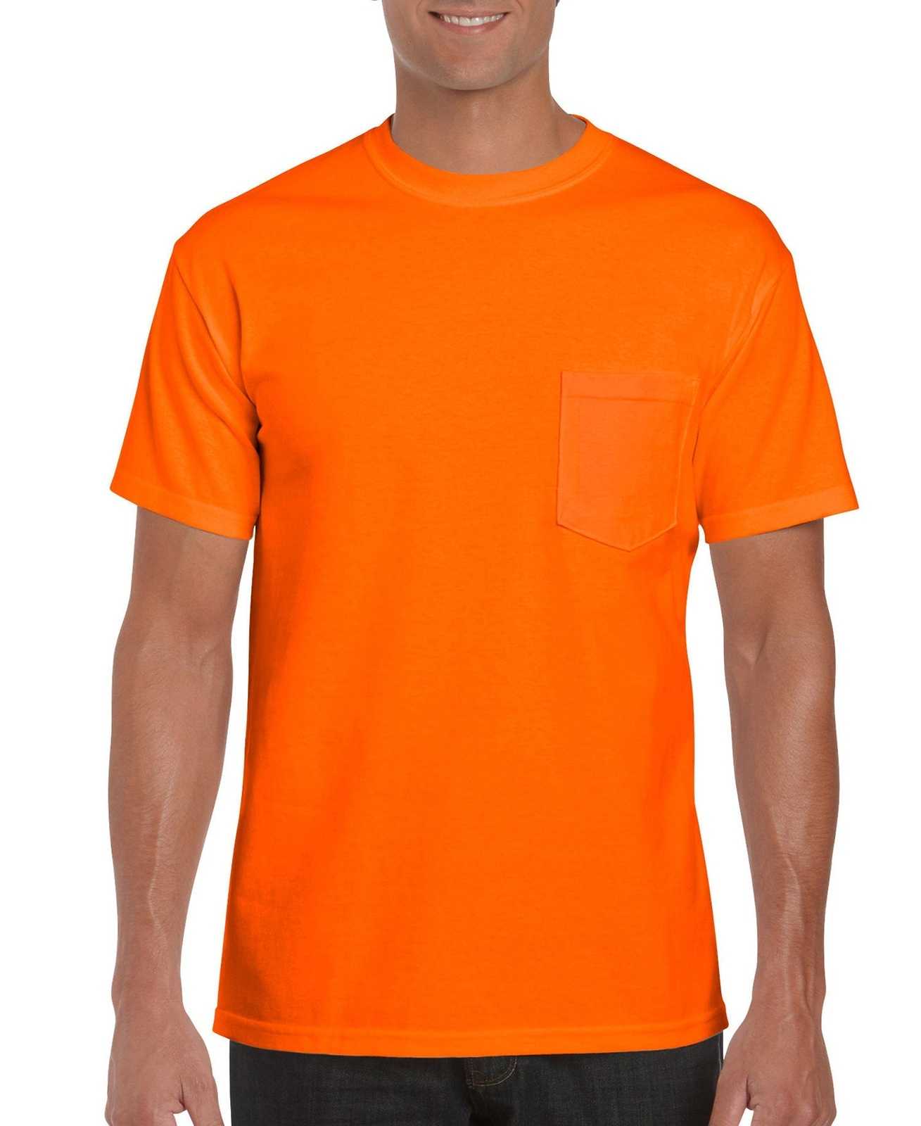 Gildan 8300 DryBlend 50 Cotton/50 Poly Pocket T-Shirt - S Orange - HIT a Double
