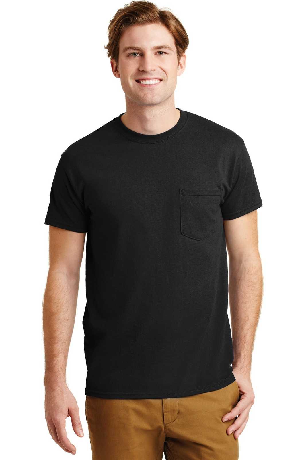 Gildan 8300 Dryblend 50 Cotton/50 Poly Pocket T-Shirt - Black - HIT a Double