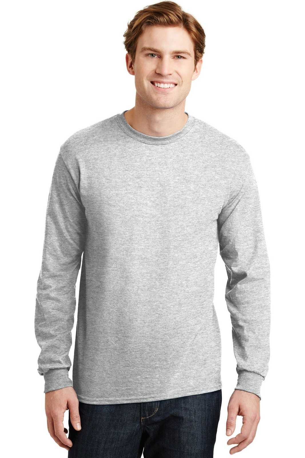 Gildan 8400 DryBlend 50 Cotton/50 Poly Long Sleeve T-Shirt - Ash Gray - HIT a Double