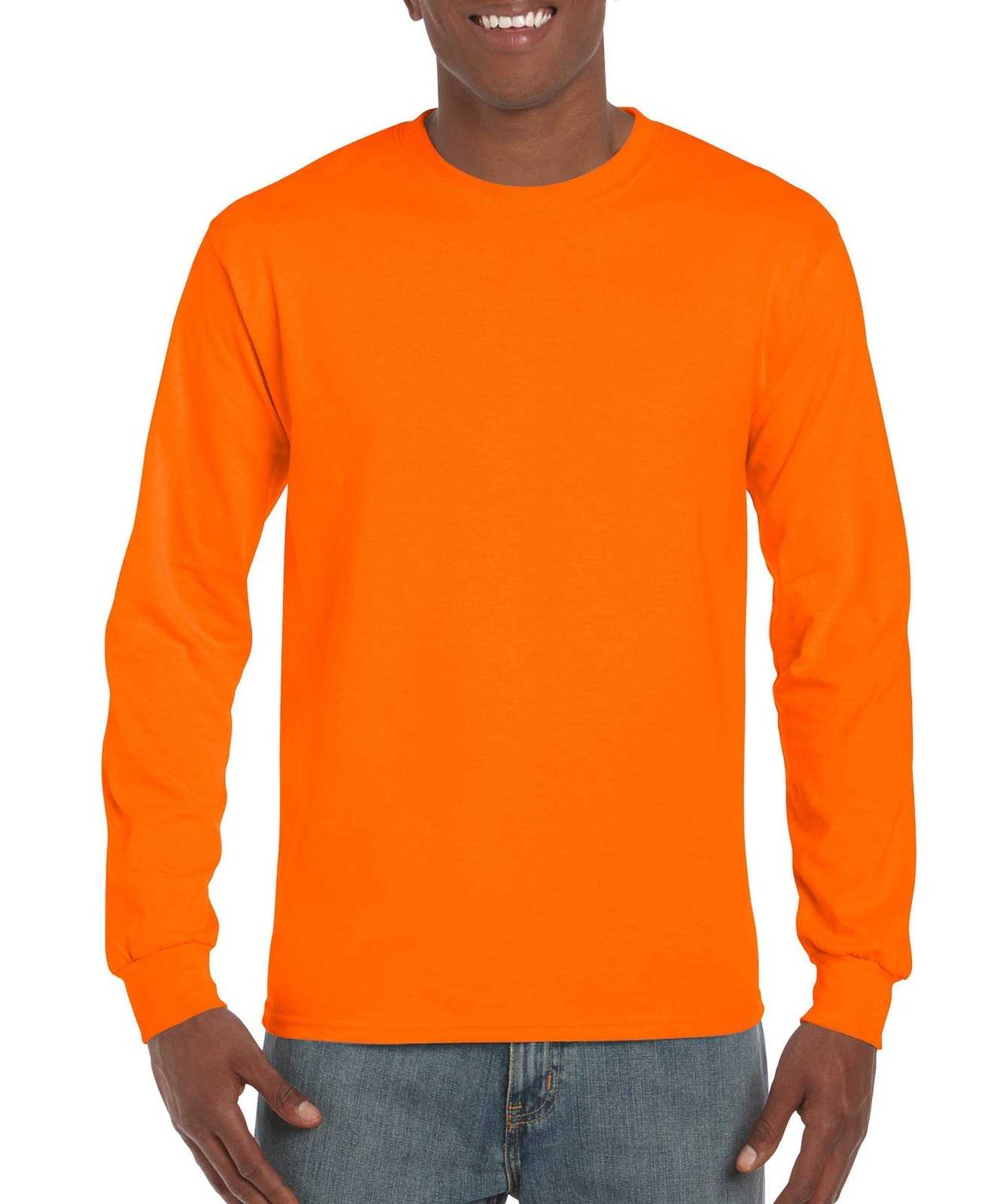 Gildan 8400 DryBlend 50 Cotton/50 Poly Long Sleeve T-Shirt - S Orange - HIT a Double
