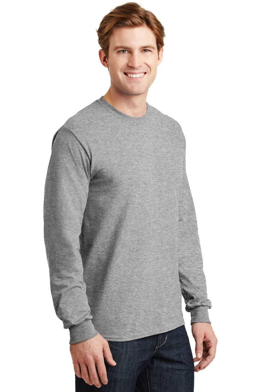Gildan 8400 DryBlend 50 Cotton/50 Poly Long Sleeve T-Shirt - Sport Gray - HIT a Double