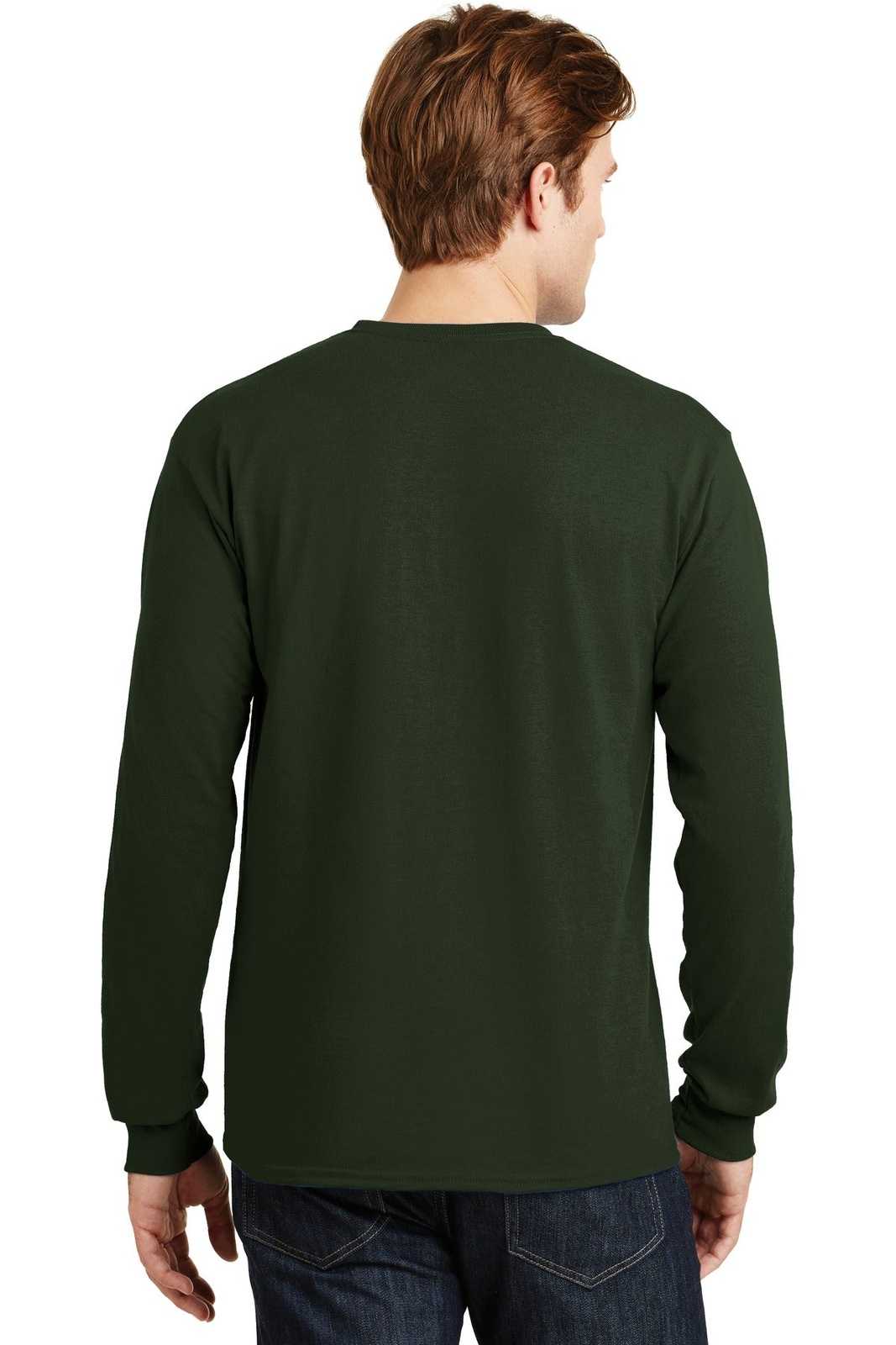 Gildan 8400 Dryblend 50 Cotton/50 Poly Long Sleeve T-Shirt - Forest Green - HIT a Double