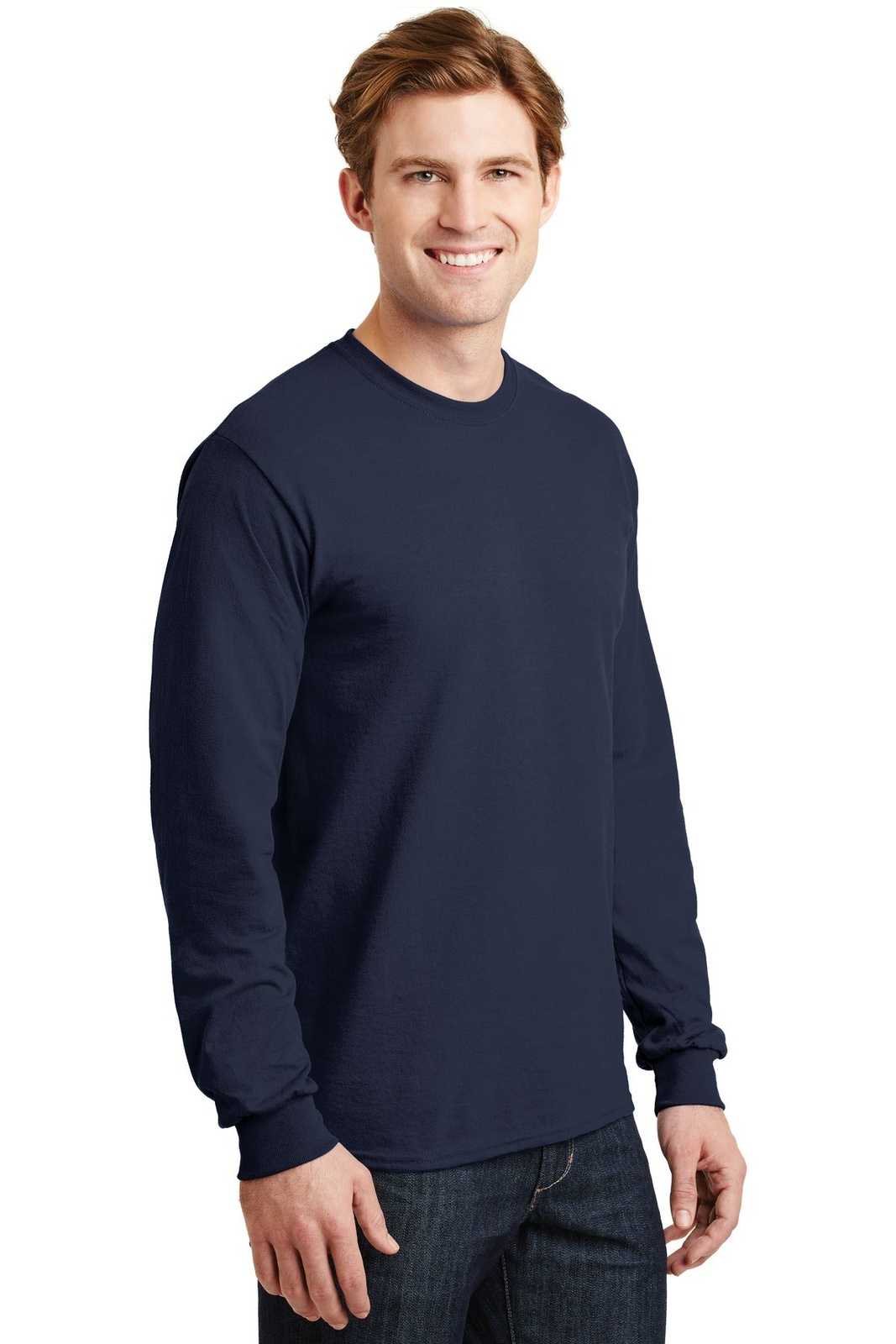 Gildan 8400 Dryblend 50 Cotton/50 Poly Long Sleeve T-Shirt - Navy - HIT a Double