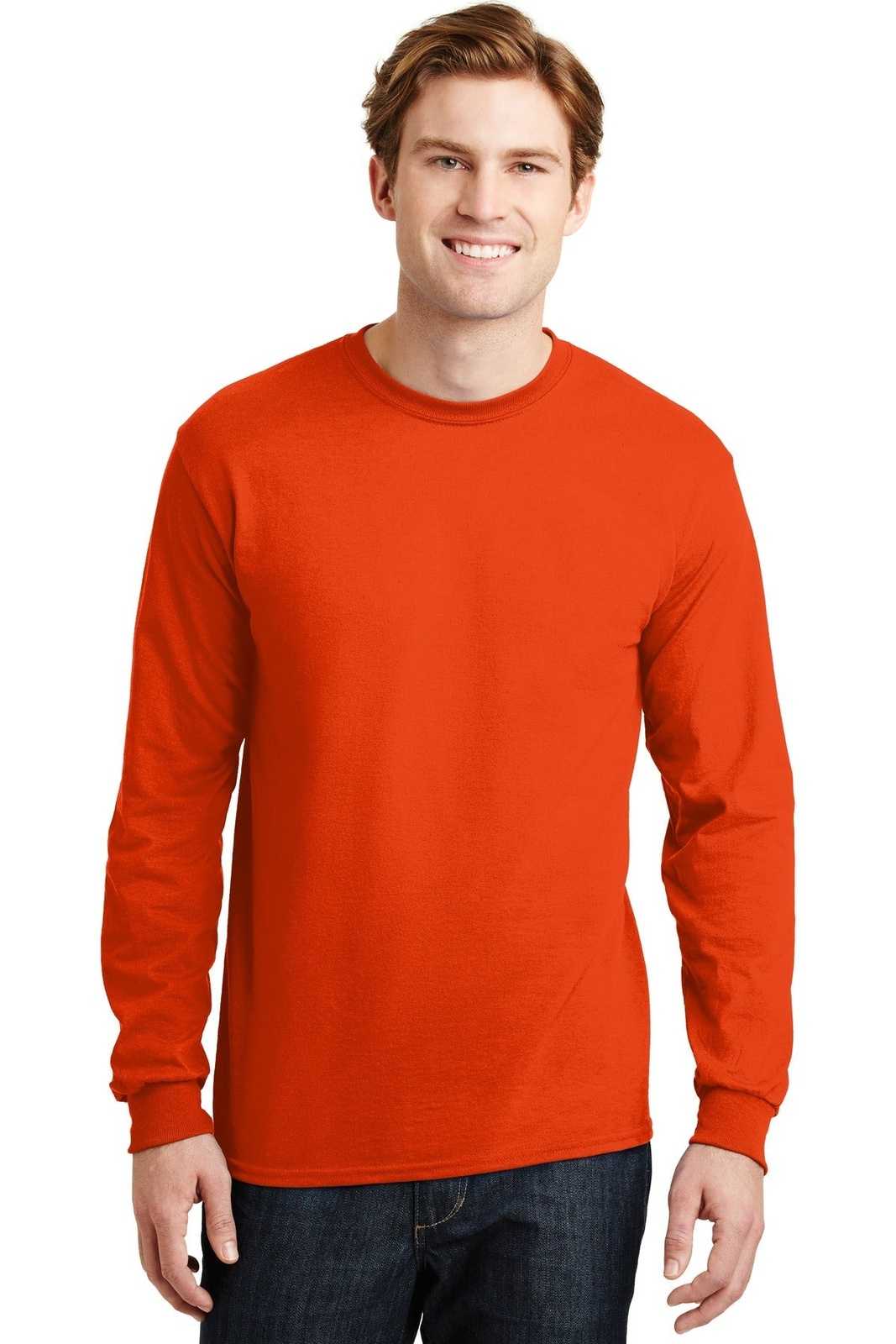 Gildan 8400 Dryblend 50 Cotton/50 Poly Long Sleeve T-Shirt - Orange - HIT a Double