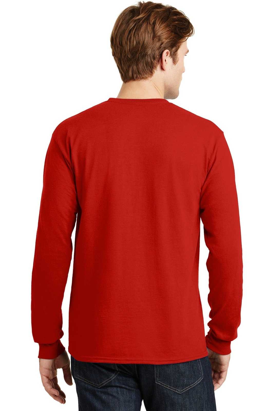 Gildan 8400 Dryblend 50 Cotton/50 Poly Long Sleeve T-Shirt - Red - HIT a Double