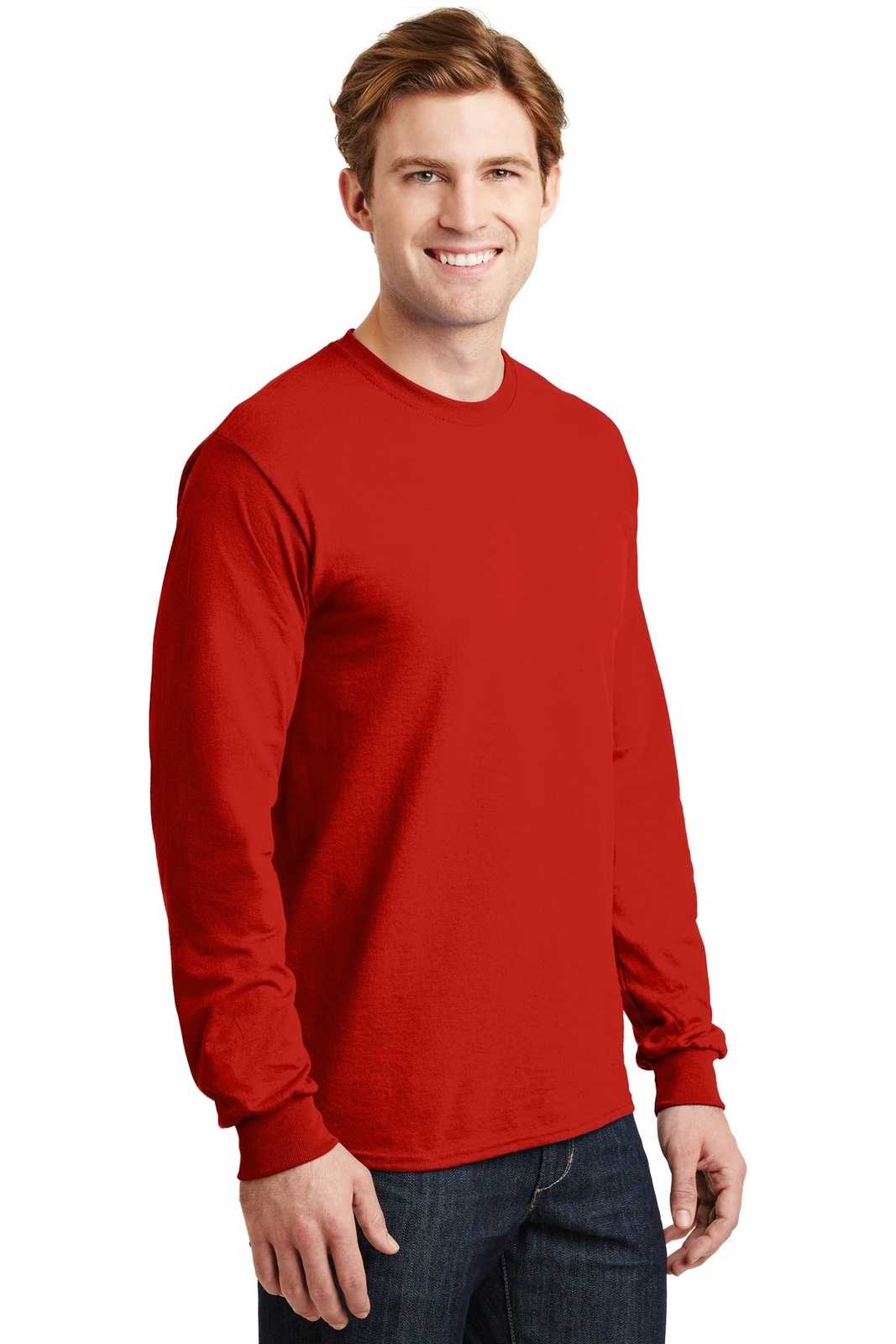 Gildan 8400 Dryblend 50 Cotton/50 Poly Long Sleeve T-Shirt - Red - HIT a Double