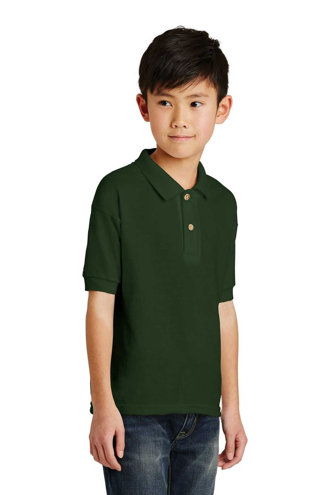 Gildan 8800B Youth Dryblend 6-Ounce Jersey Knit Sport Shirt - Forest Green - HIT a Double