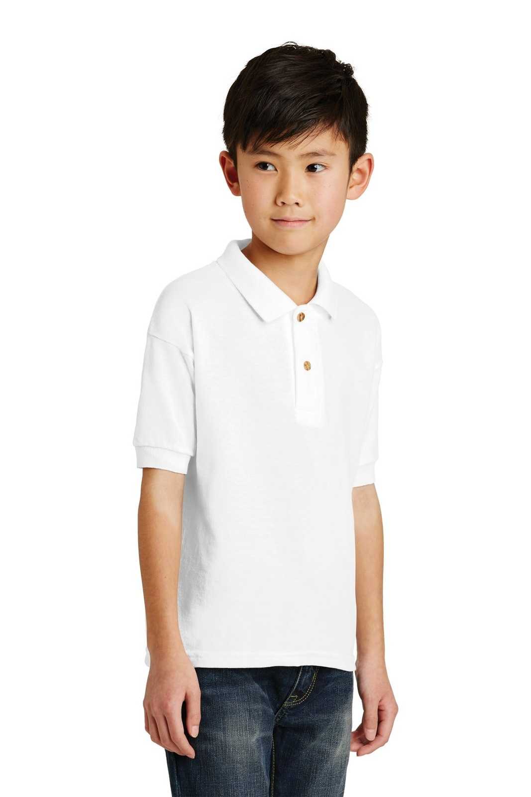 Gildan 8800B Youth Dryblend 6-Ounce Jersey Knit Sport Shirt - White - HIT a Double