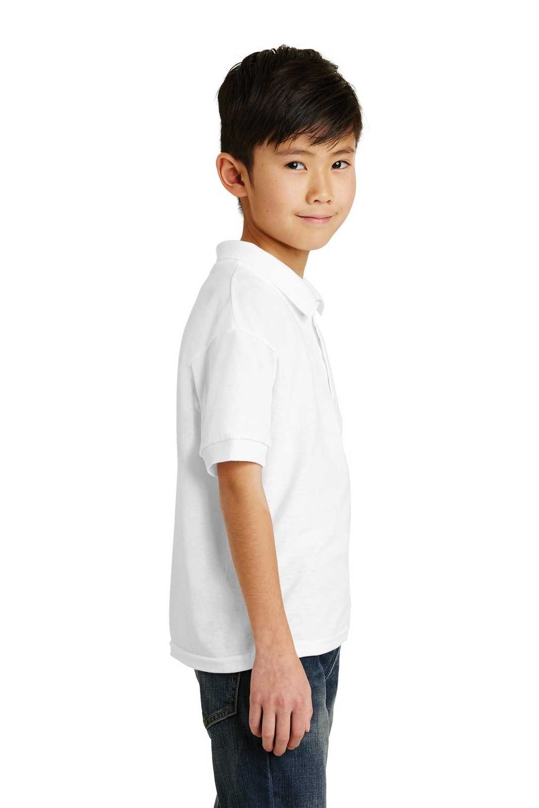 Gildan 8800B Youth Dryblend 6-Ounce Jersey Knit Sport Shirt - White - HIT a Double