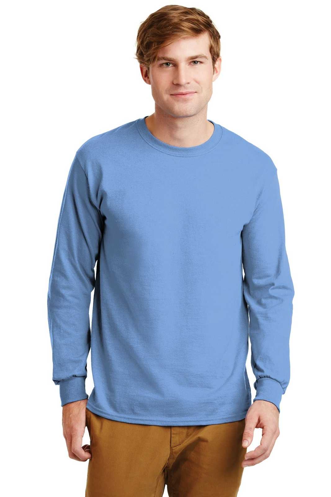 Gildan G2400 Ultra Cotton 100% Cotton Long Sleeve T-Shirt - Carolina Blue - HIT a Double