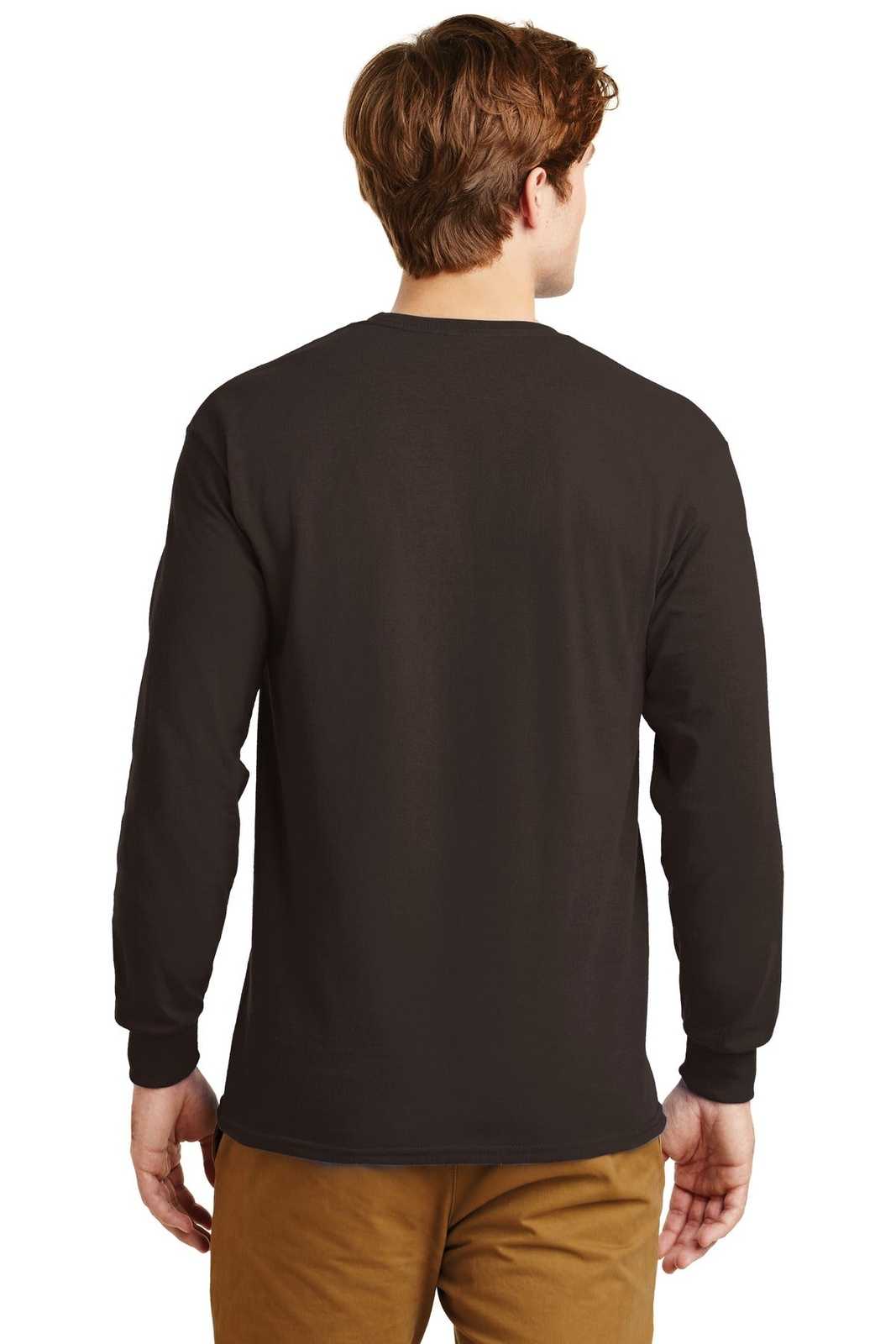 Gildan G2400 Ultra Cotton 100% Cotton Long Sleeve T-Shirt - Dark Chocolate - HIT a Double