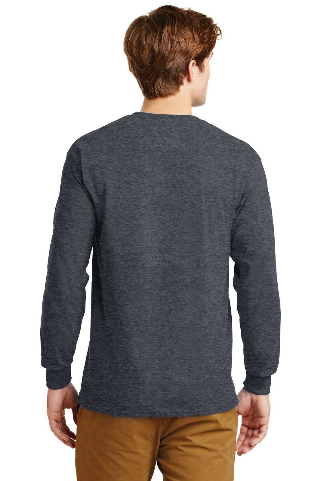 Gildan G2400 Ultra Cotton 100% Cotton Long Sleeve T-Shirt - Dark Heather - HIT a Double