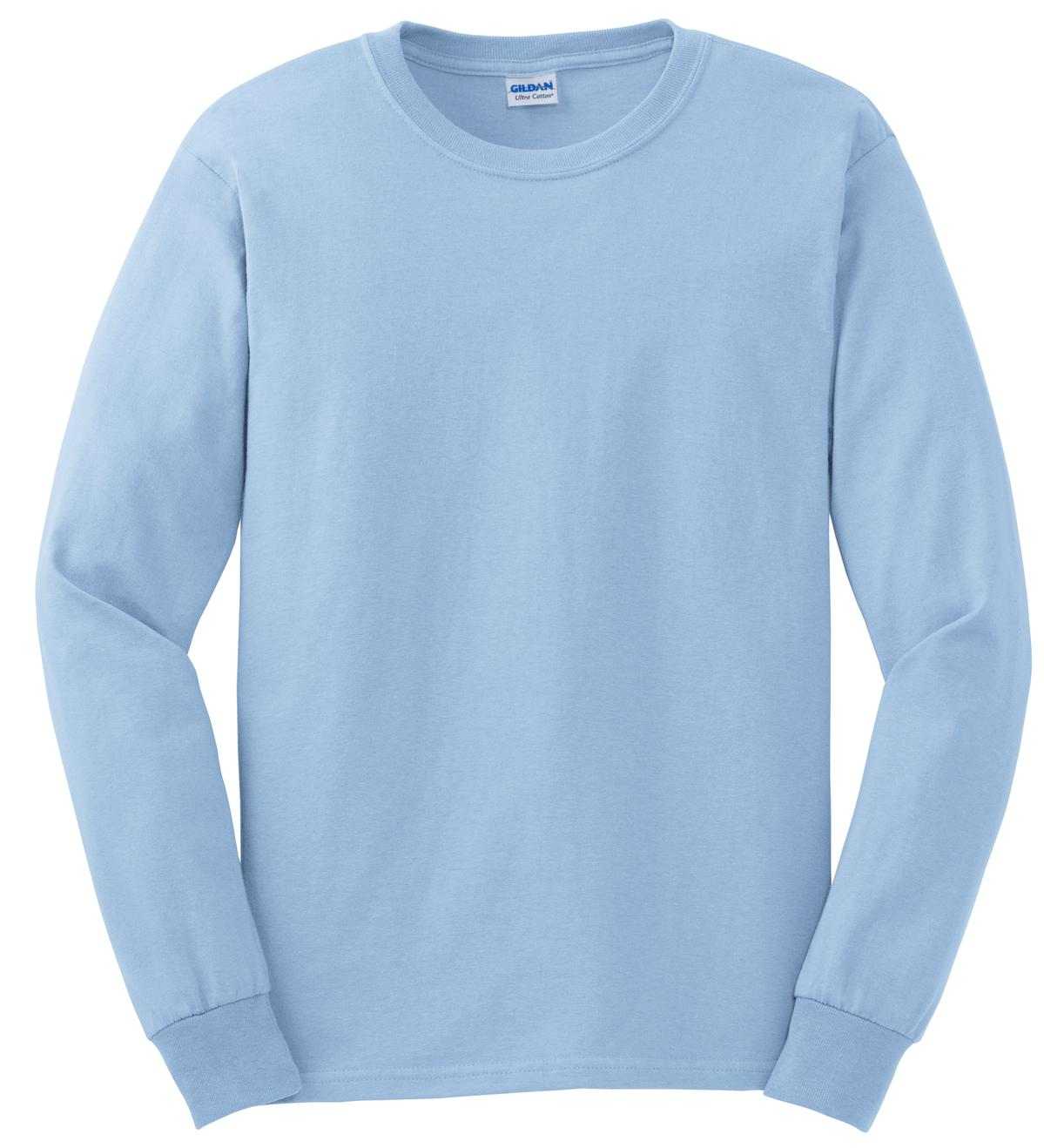 Gildan G2400 Ultra Cotton 100% Cotton Long Sleeve T-Shirt - Light Blue - HIT a Double