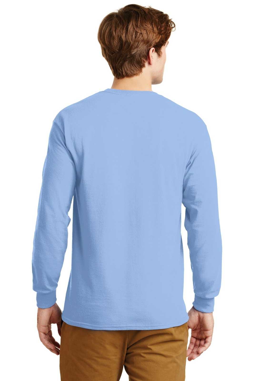 Gildan G2400 Ultra Cotton 100% Cotton Long Sleeve T-Shirt - Light Blue - HIT a Double