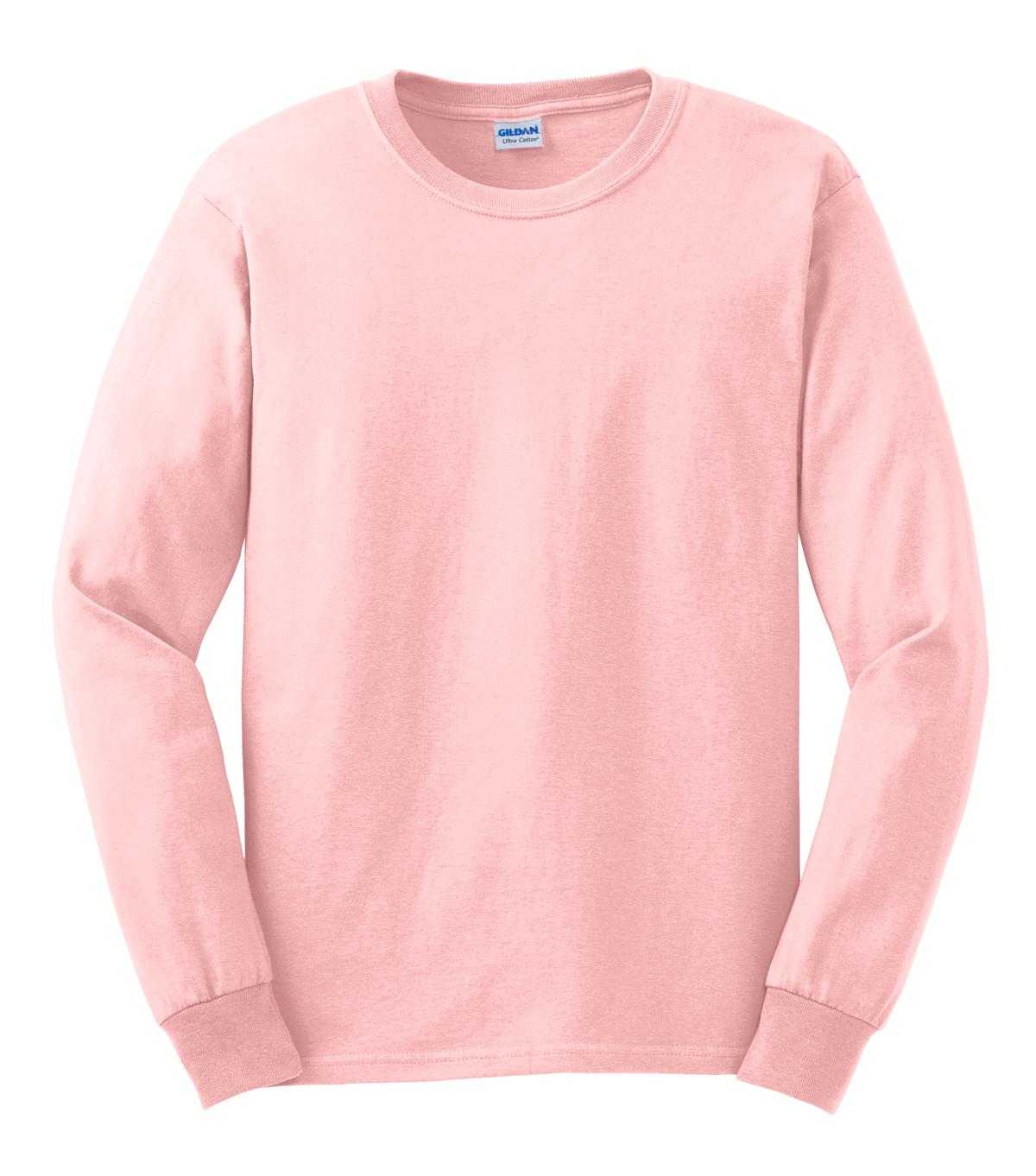 Gildan G2400 Ultra Cotton 100% Cotton Long Sleeve T-Shirt - Light Pink - HIT a Double