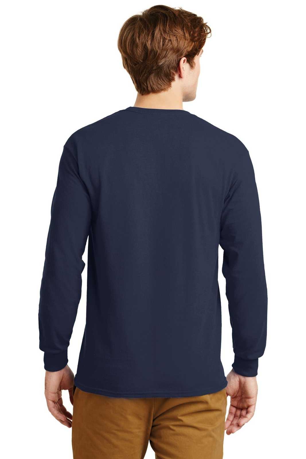 Gildan G2400 Ultra Cotton 100% Cotton Long Sleeve T-Shirt - Navy - HIT a Double