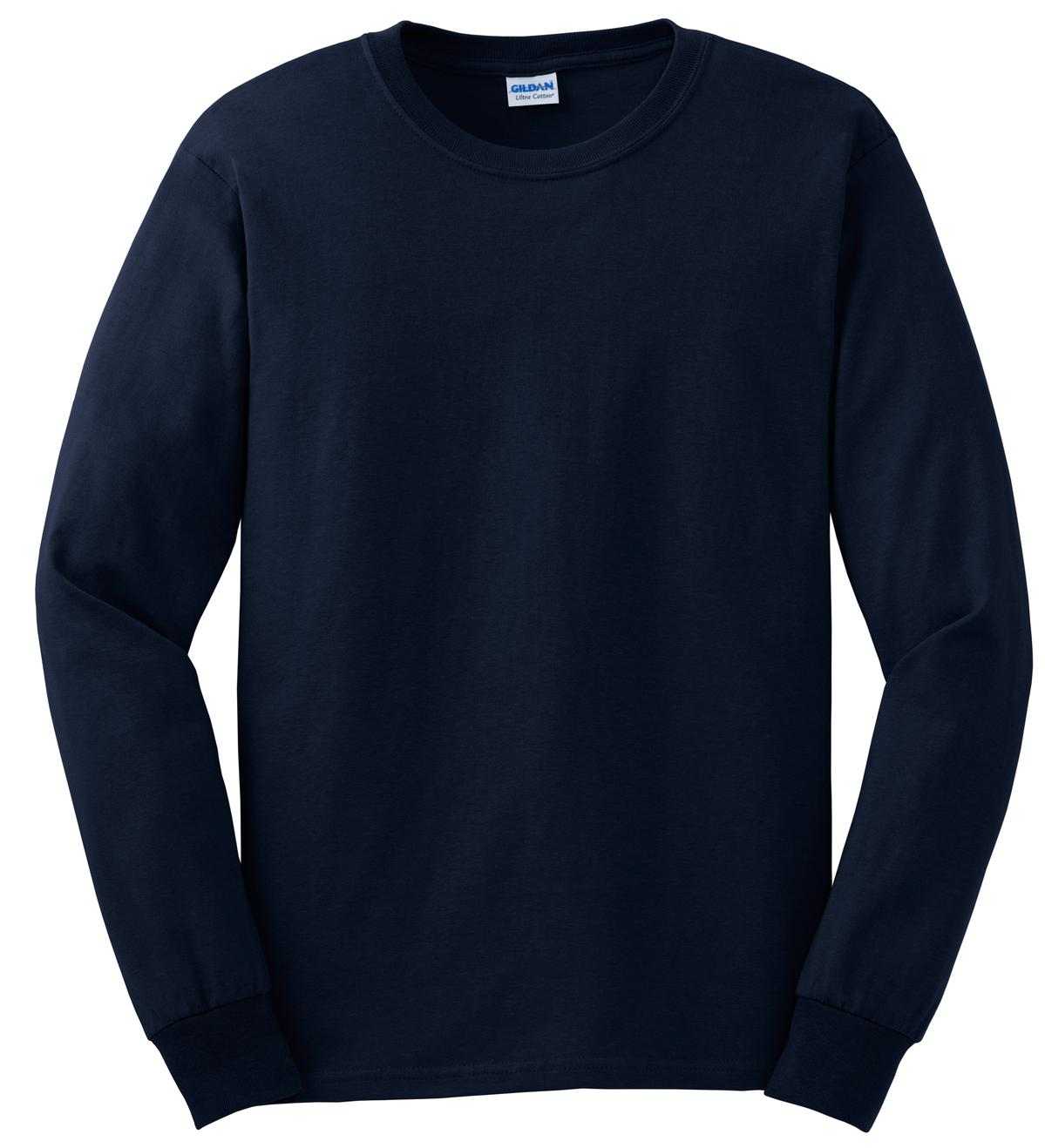 Gildan G2400 Ultra Cotton 100% Cotton Long Sleeve T-Shirt - Navy - HIT a Double