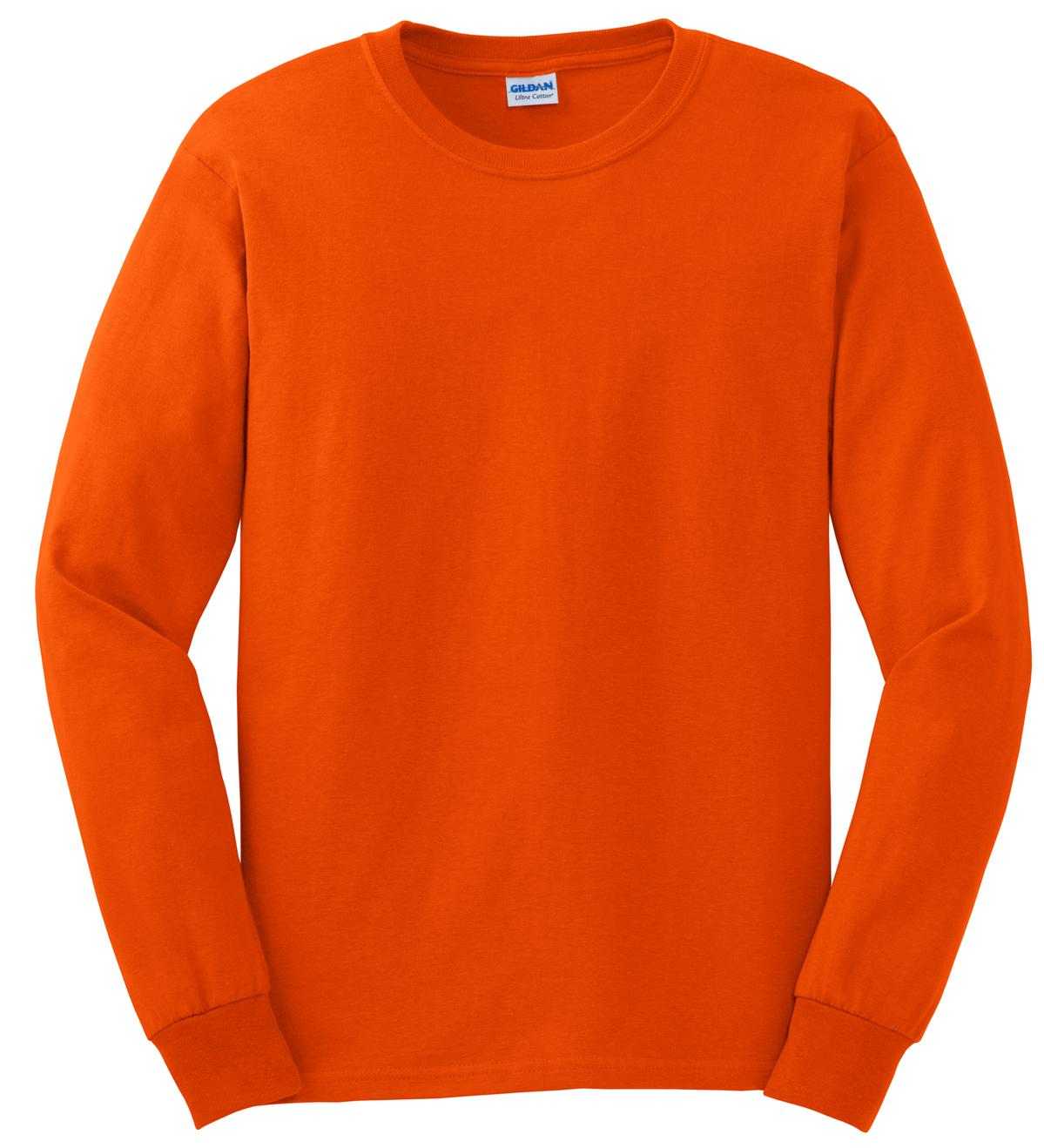 Gildan G2400 Ultra Cotton 100% Cotton Long Sleeve T-Shirt - Orange - HIT a Double