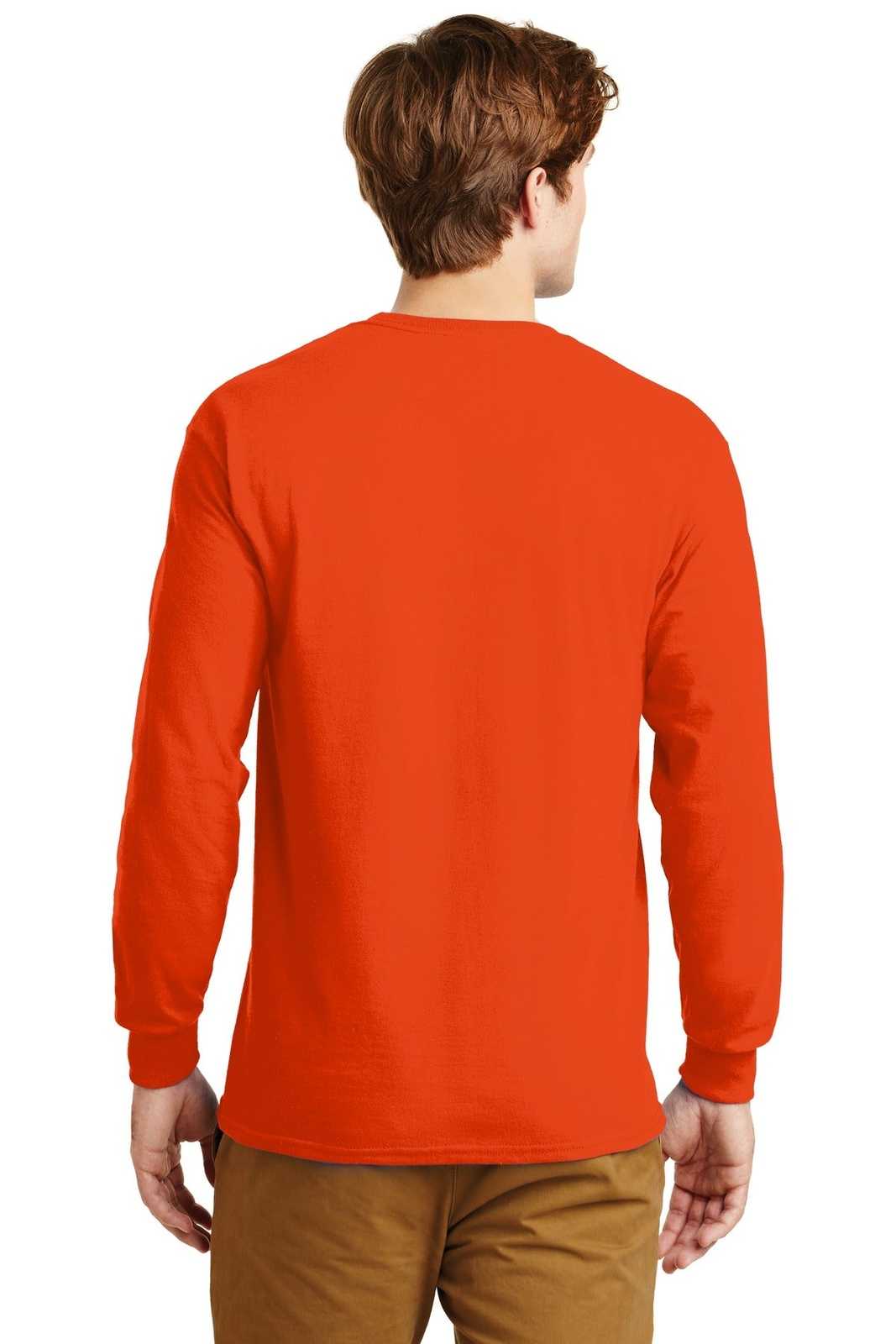 Gildan G2400 Ultra Cotton 100% Cotton Long Sleeve T-Shirt - Orange - HIT a Double