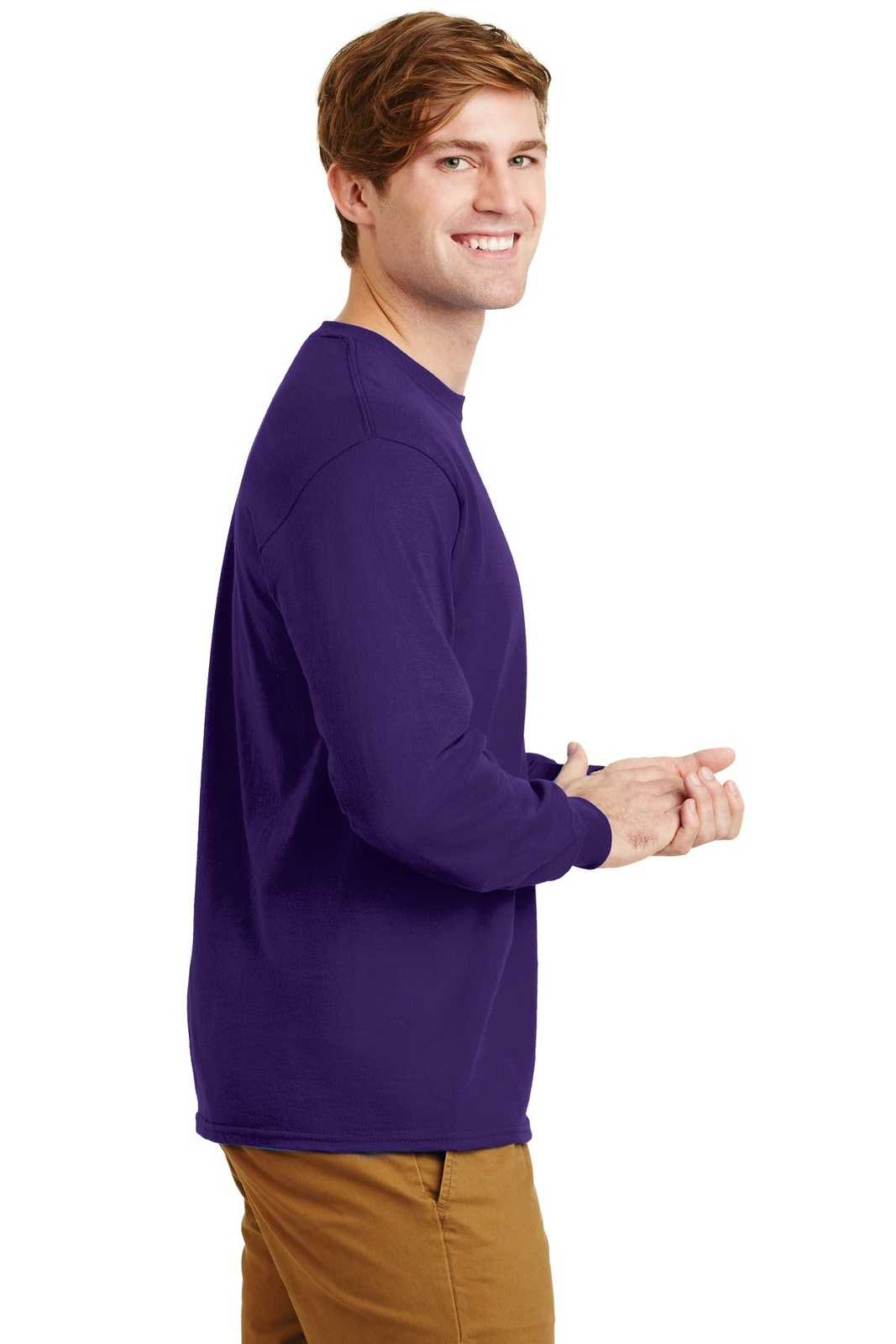 Gildan G2400 Ultra Cotton 100% Cotton Long Sleeve T-Shirt - Purple - HIT a Double