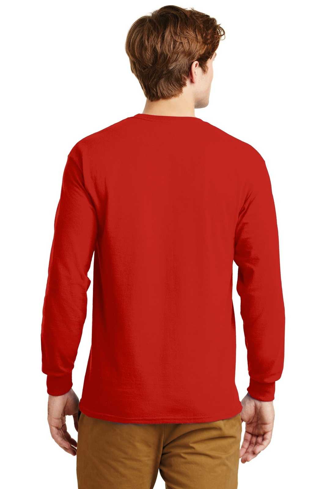 Gildan G2400 Ultra Cotton 100% Cotton Long Sleeve T-Shirt - Red - HIT a Double