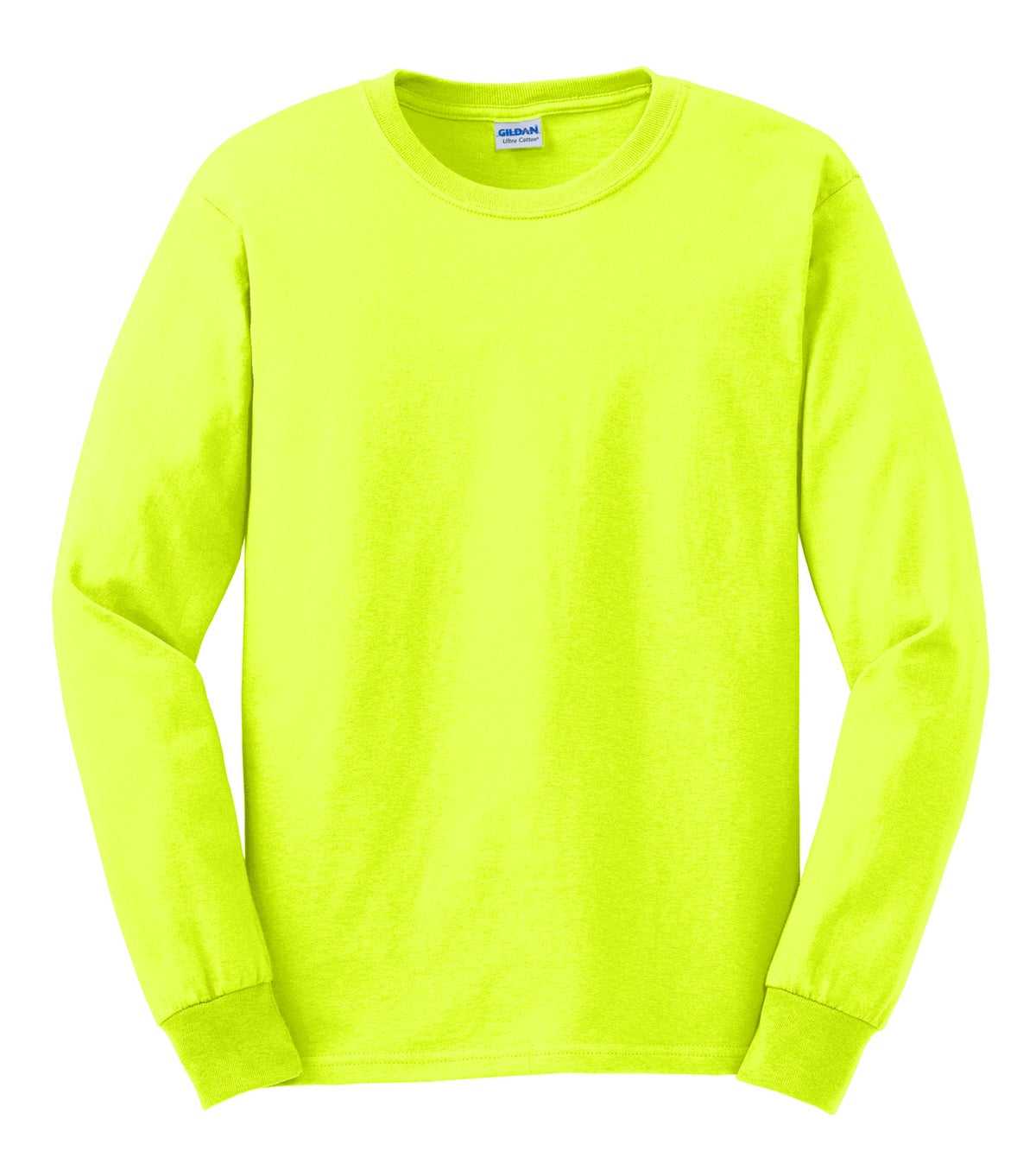 Gildan G2400 Ultra Cotton 100% Cotton Long Sleeve T-Shirt - Safety Green - HIT a Double