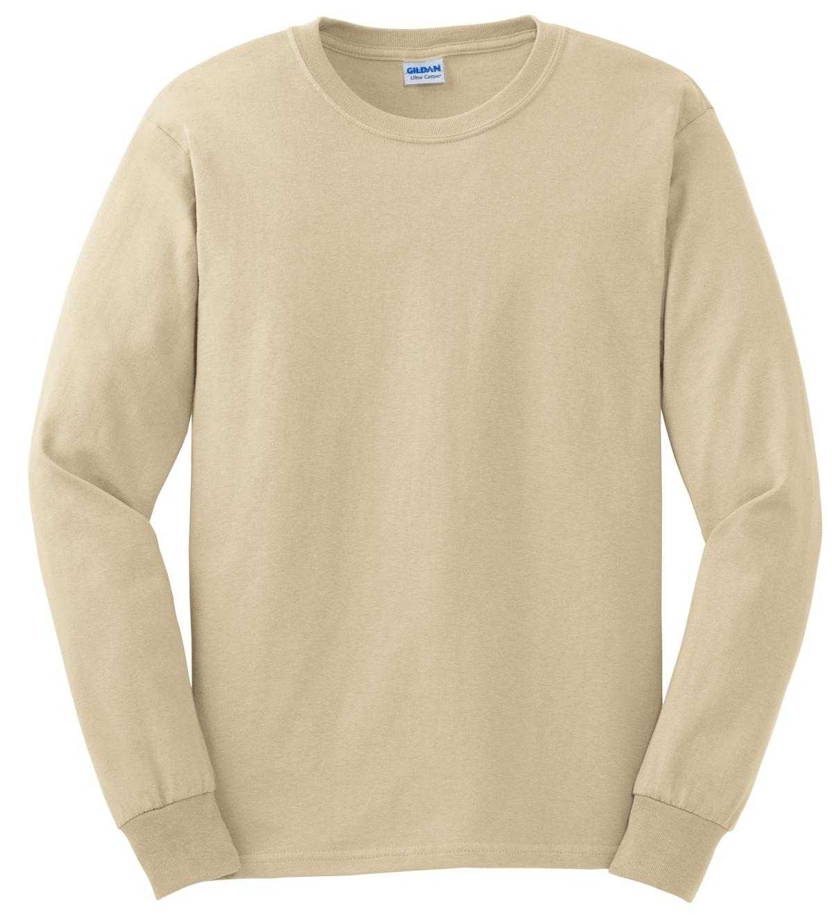 Gildan G2400 Ultra Cotton 100% Cotton Long Sleeve T-Shirt - Sand - HIT a Double