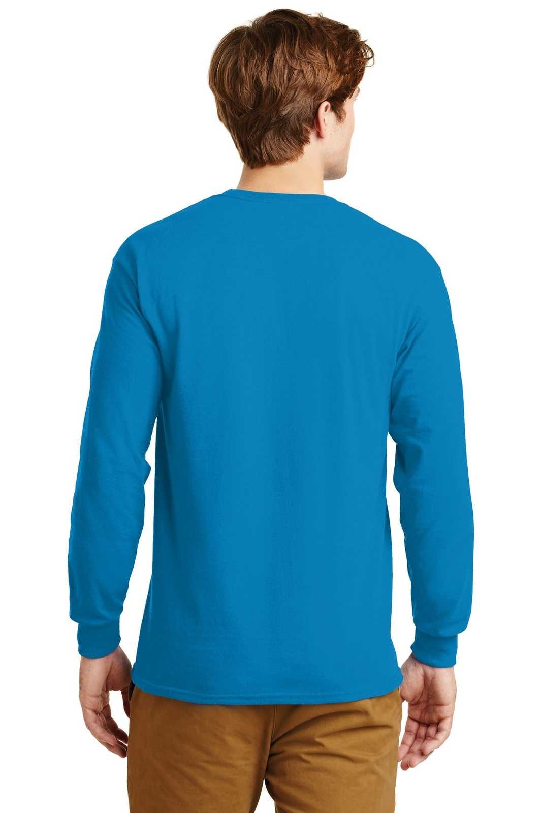 Gildan G2400 Ultra Cotton 100% Cotton Long Sleeve T-Shirt - Sapphire - HIT a Double
