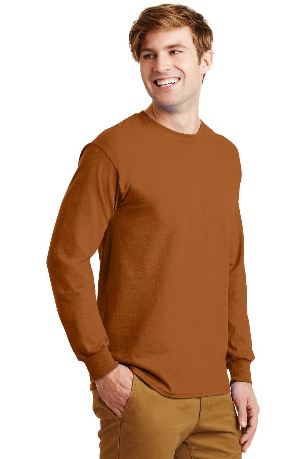 Gildan G2400 Ultra Cotton 100% Cotton Long Sleeve T-Shirt - Texas Orange - HIT a Double