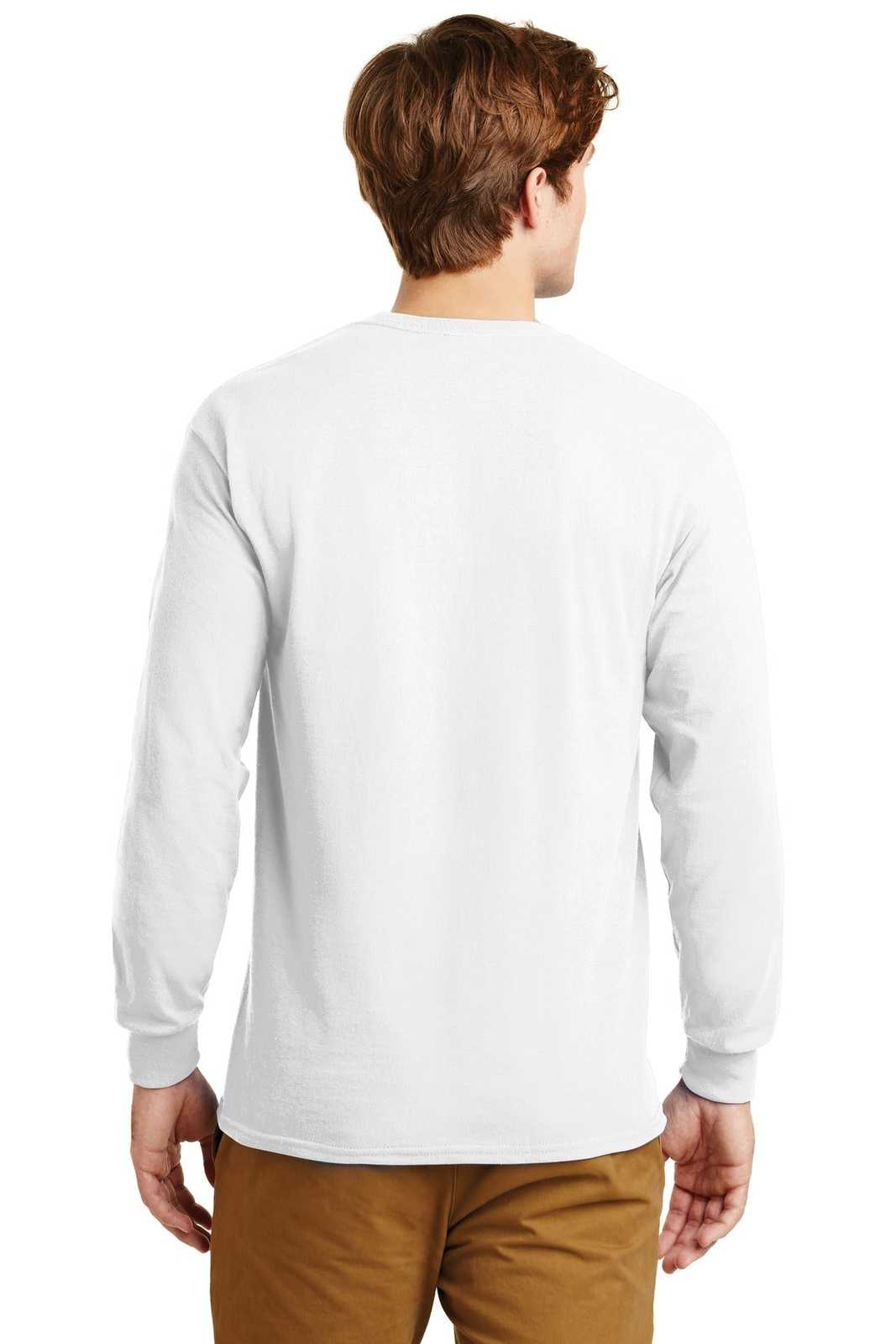 Gildan G2400 Ultra Cotton 100% Cotton Long Sleeve T-Shirt - White - HIT a Double