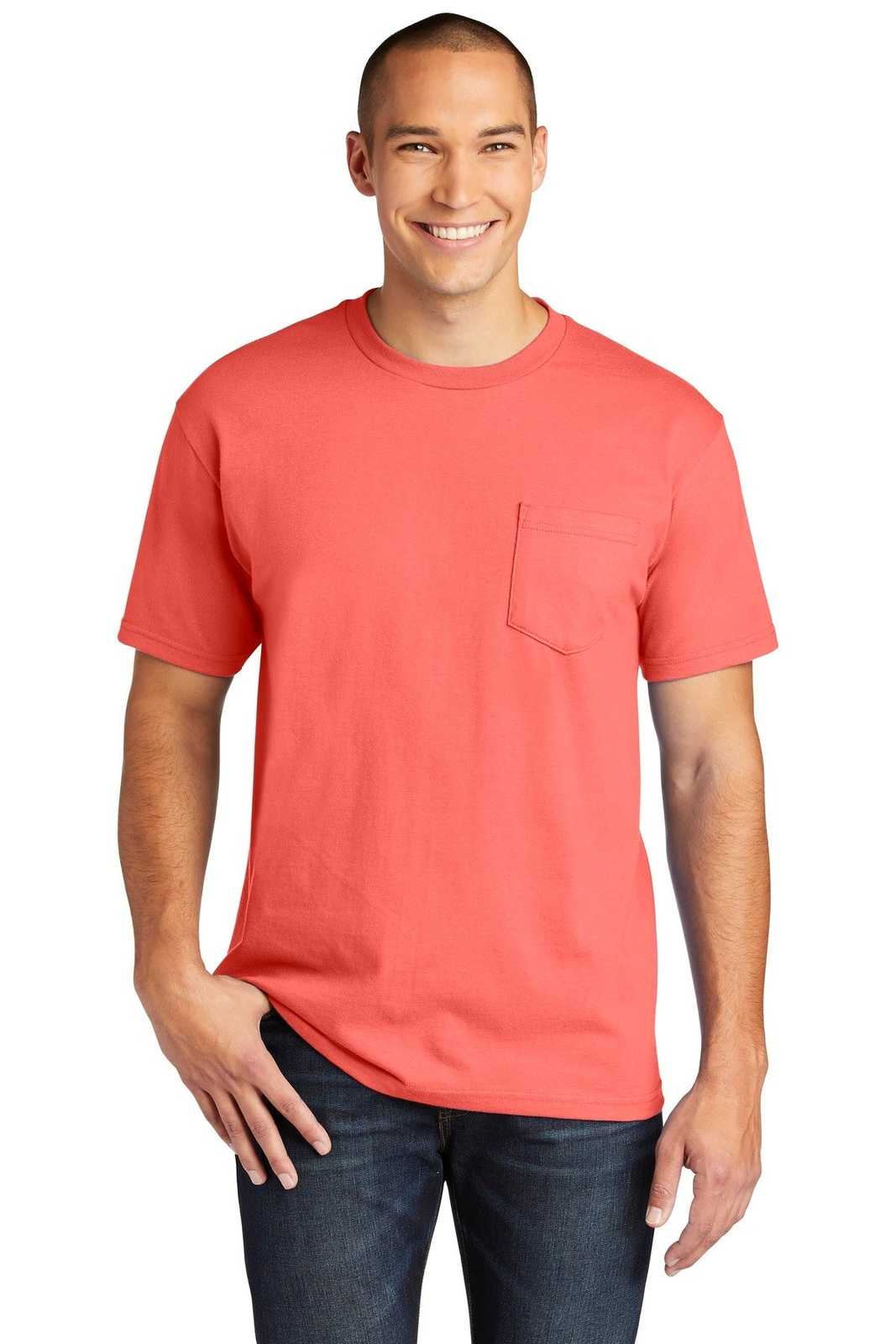Gildan H300 Hammer Pocket T-Shirt - Coral Silk - HIT a Double