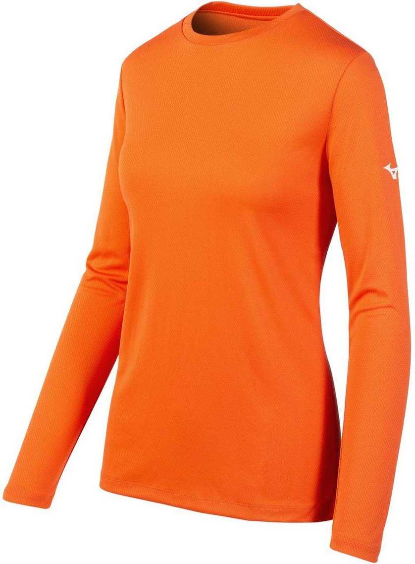 Mizuno Girls Mizuno Long Sleeve Tee Shirt - Orange - HIT a Double