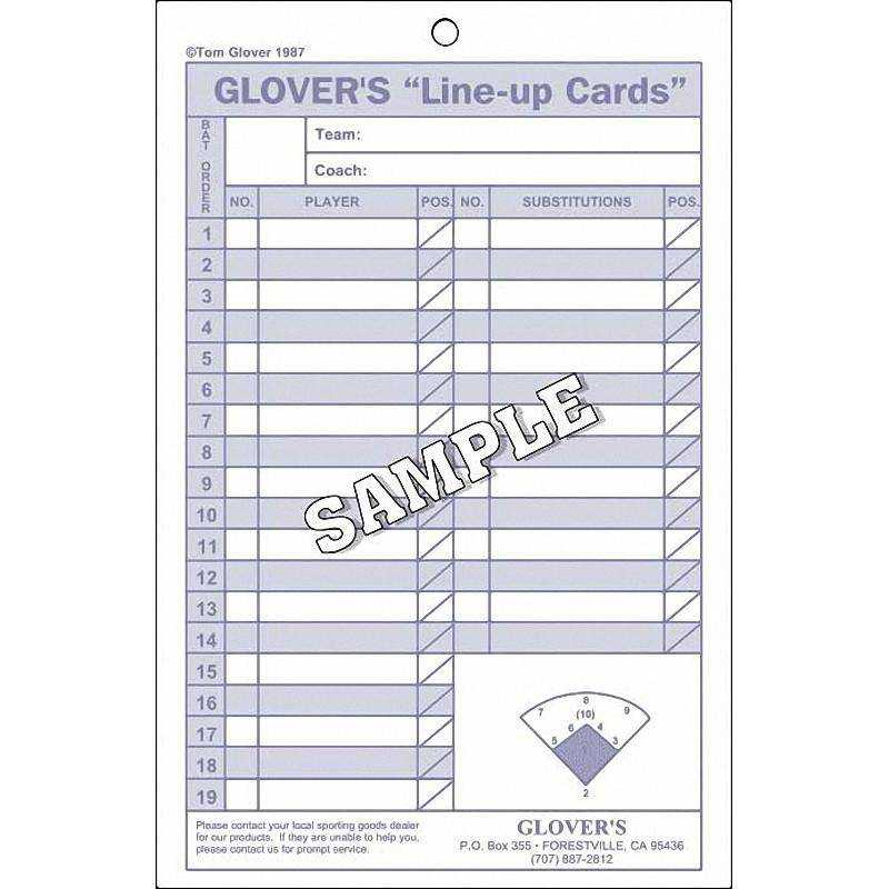 Glover&#39;s Baseball Softball 24 Line-Up Cards - 1 book - HIT a Double