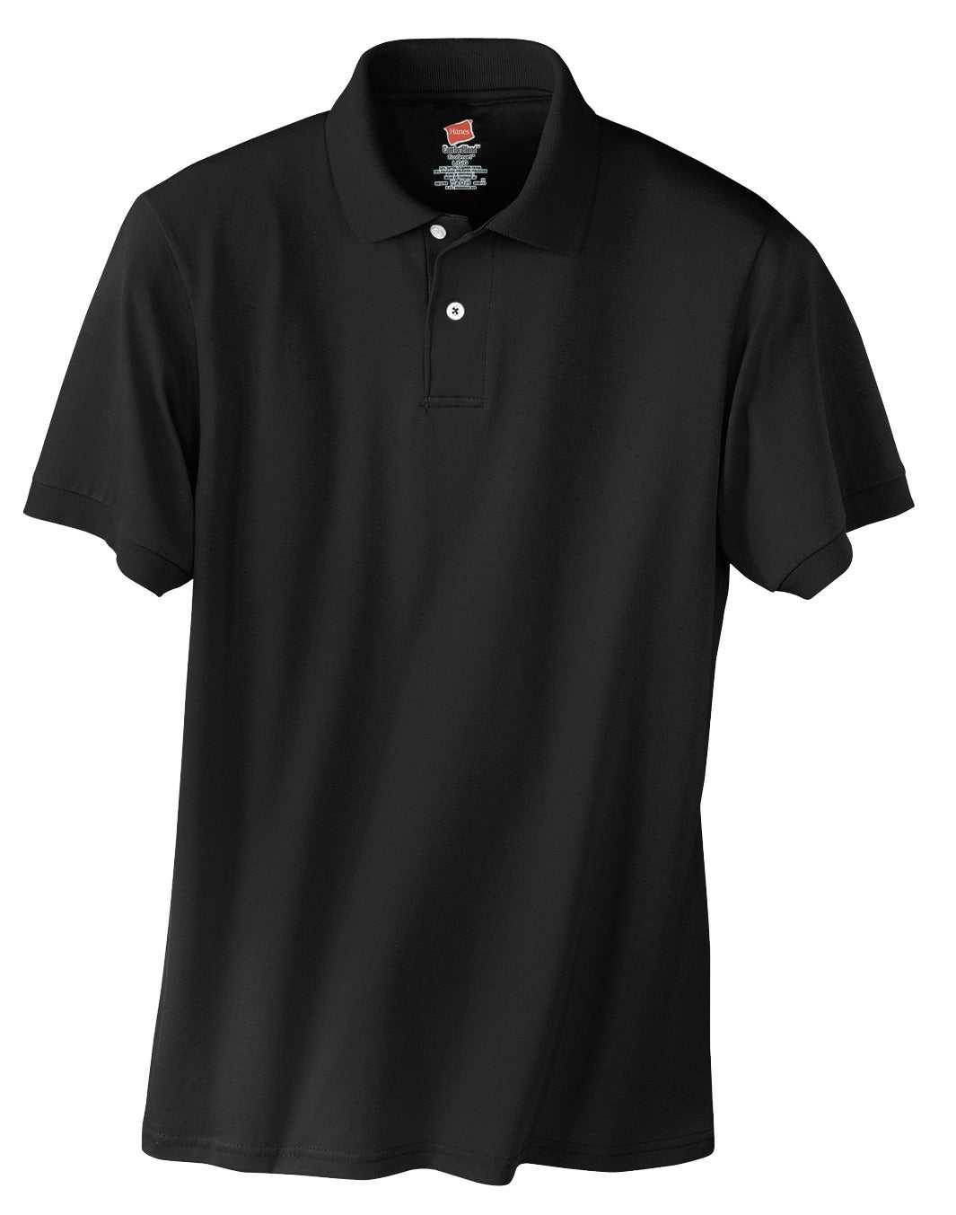 Hanes 054X Ecosmart 5.2-Ounce Jersey Knit Sport Shirt - Black - HIT a Double