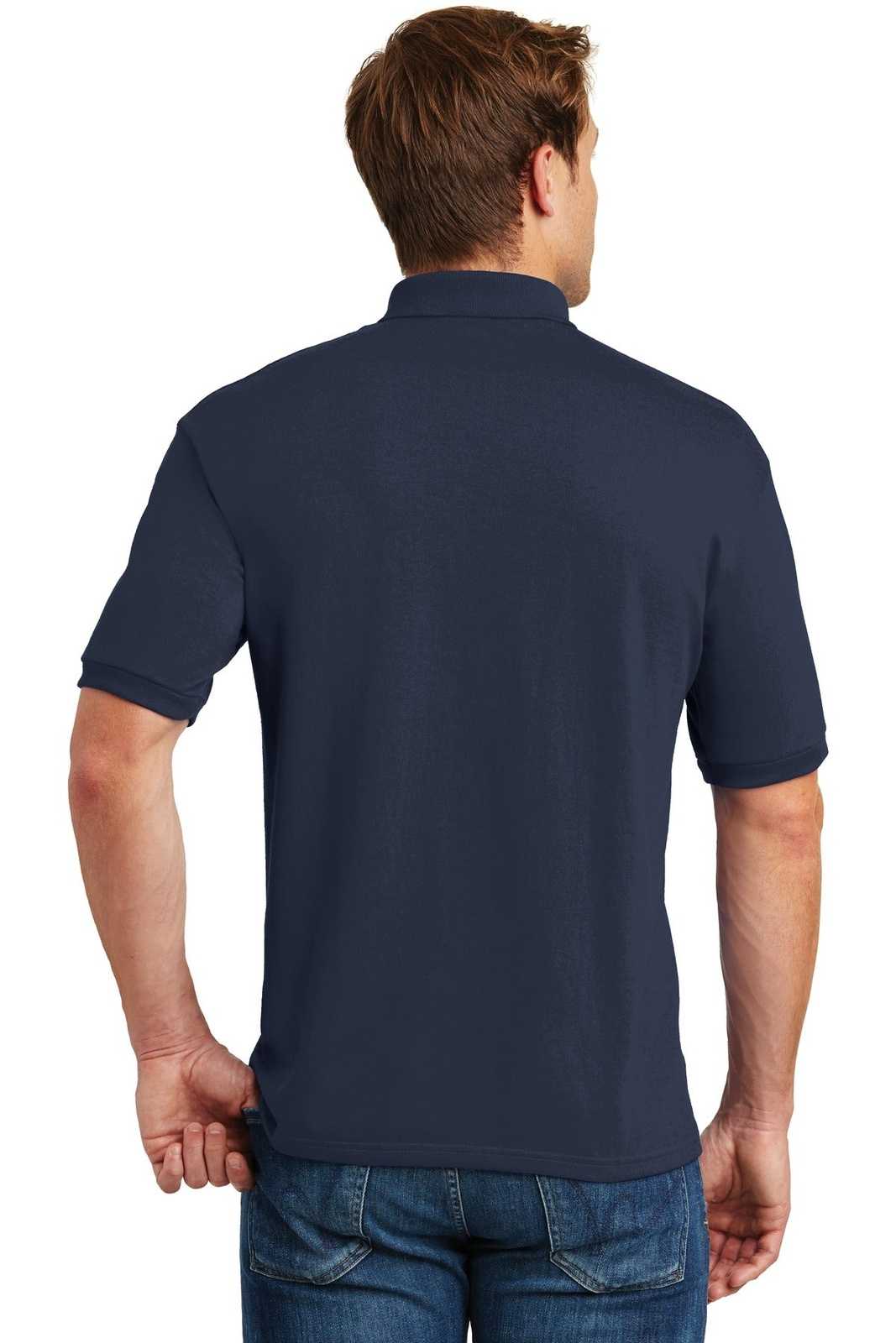 Hanes 054X Ecosmart 5.2-Ounce Jersey Knit Sport Shirt - Navy - HIT a Double