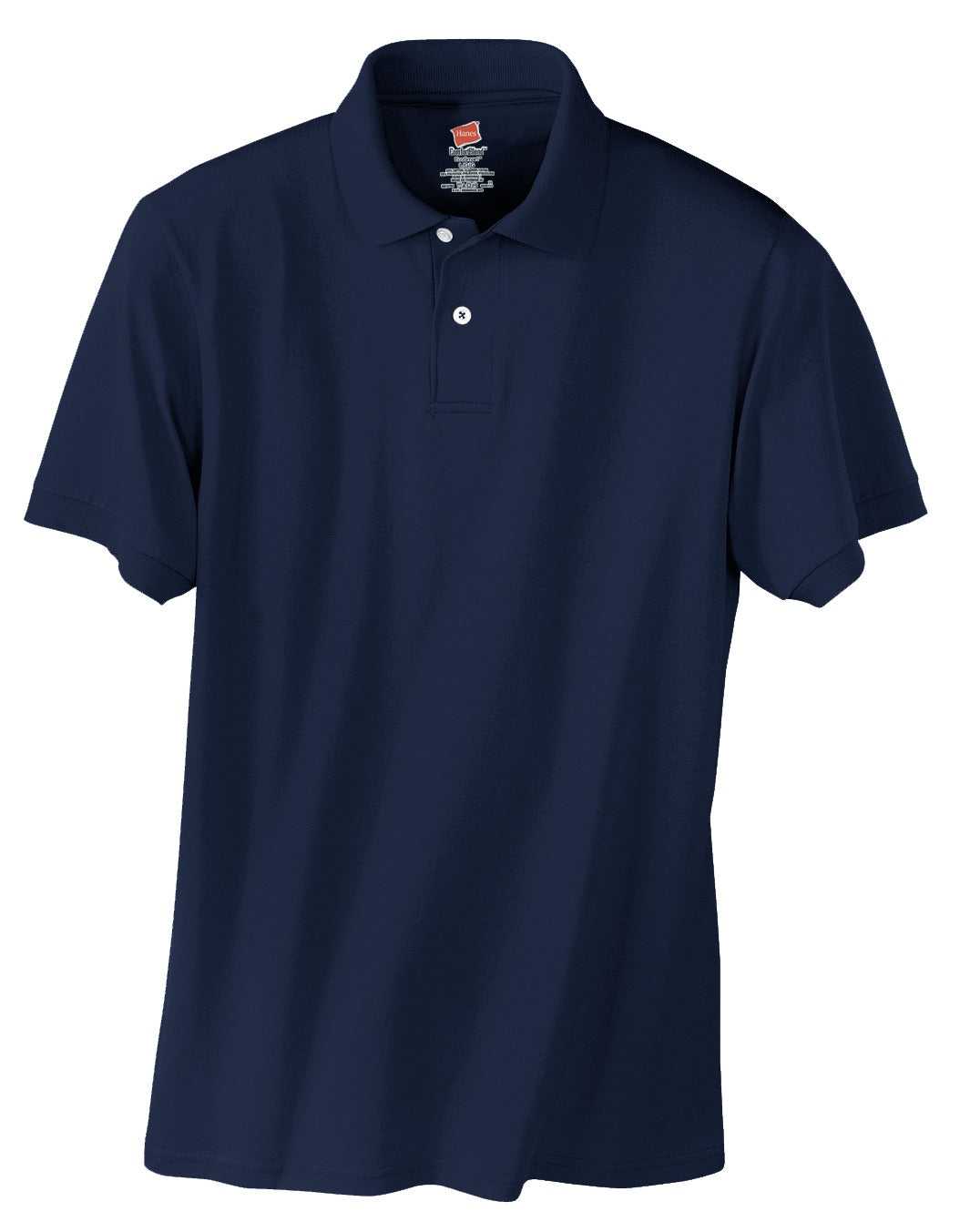 Hanes 054X Ecosmart 5.2-Ounce Jersey Knit Sport Shirt - Navy - HIT a Double