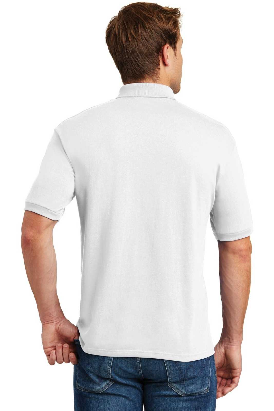 Hanes 054X Ecosmart 5.2-Ounce Jersey Knit Sport Shirt - White - HIT a Double