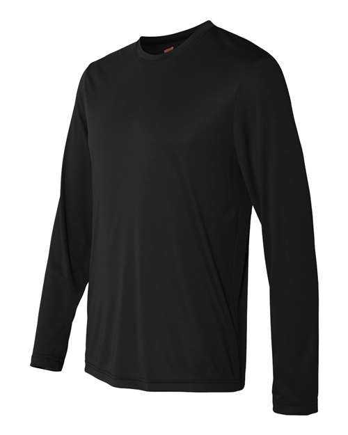 Hanes 482L Cool Dri Long Sleeve Performance T-Shirt - Black - HIT a Double