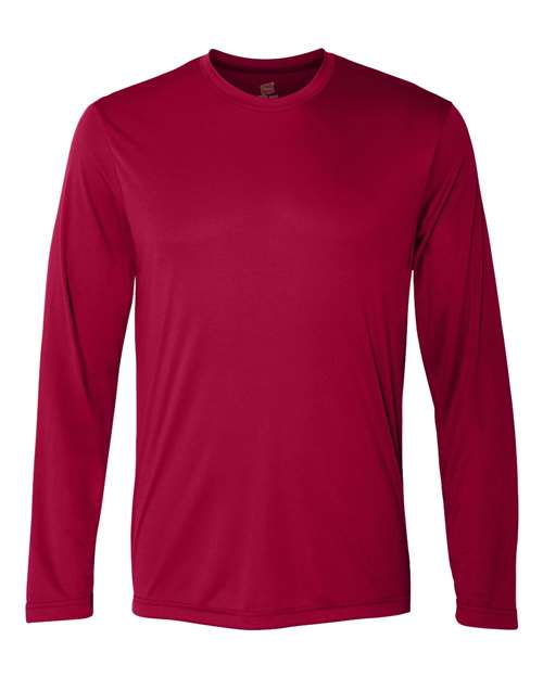 Hanes 482L Cool Dri Long Sleeve Performance T-Shirt - Deep Red - HIT a Double