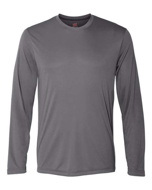 Hanes 482L Cool Dri Long Sleeve Performance T-Shirt - Graphite - HIT a Double