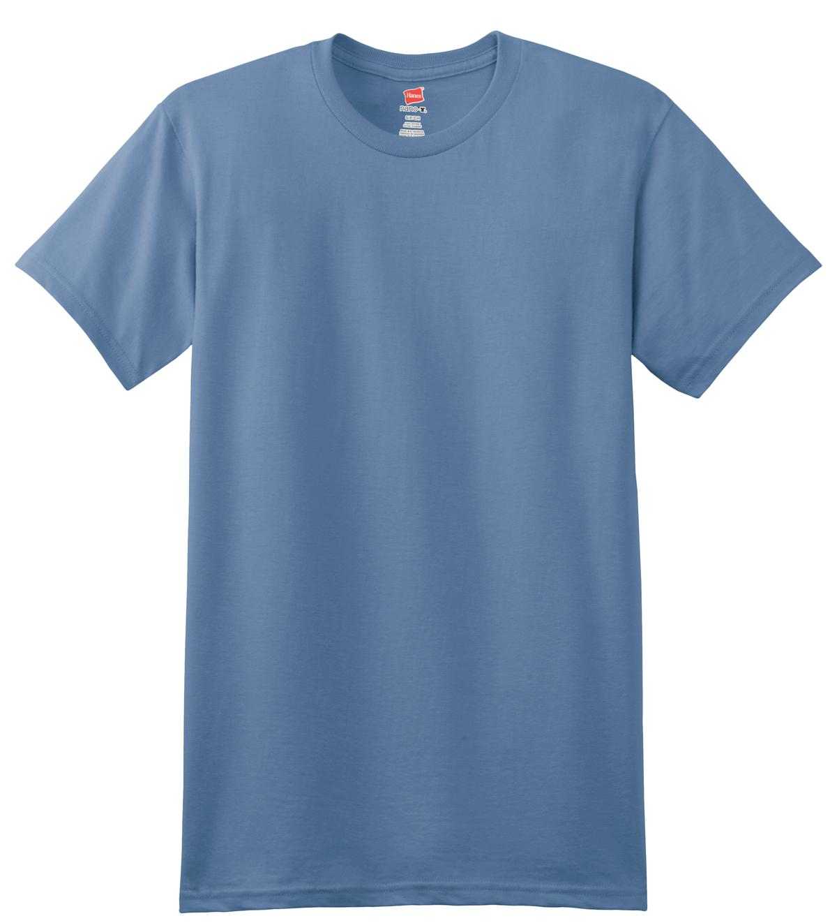 Hanes 4980 Nano-T Cotton T-Shirt - Denim Blue - HIT a Double