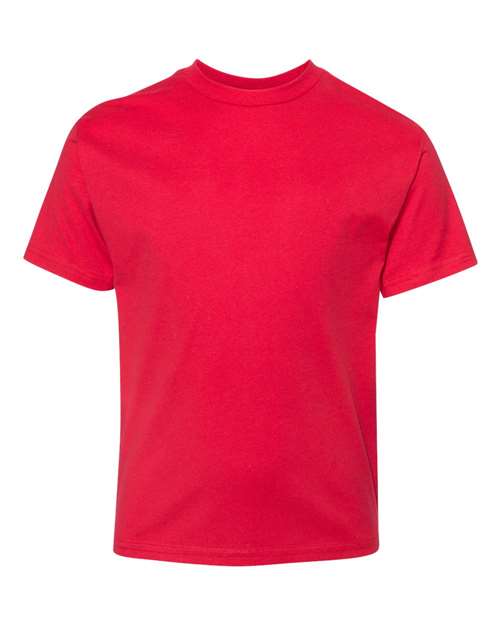 Hanes 498Y Perfect-T Youth Short Sleeve T-Shirt - Athletic Red - HIT a Double
