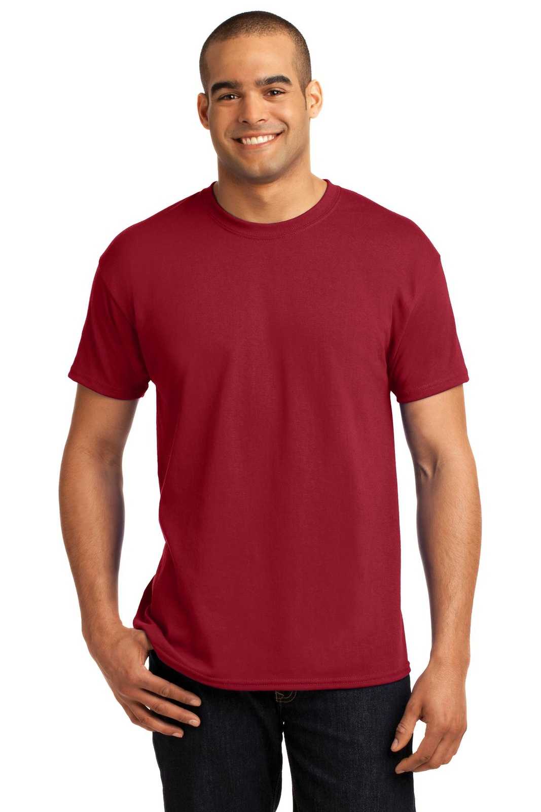 Hanes 5170 Ecosmart 50/50 Cotton/Poly T-Shirt - Deep Red - HIT a Double