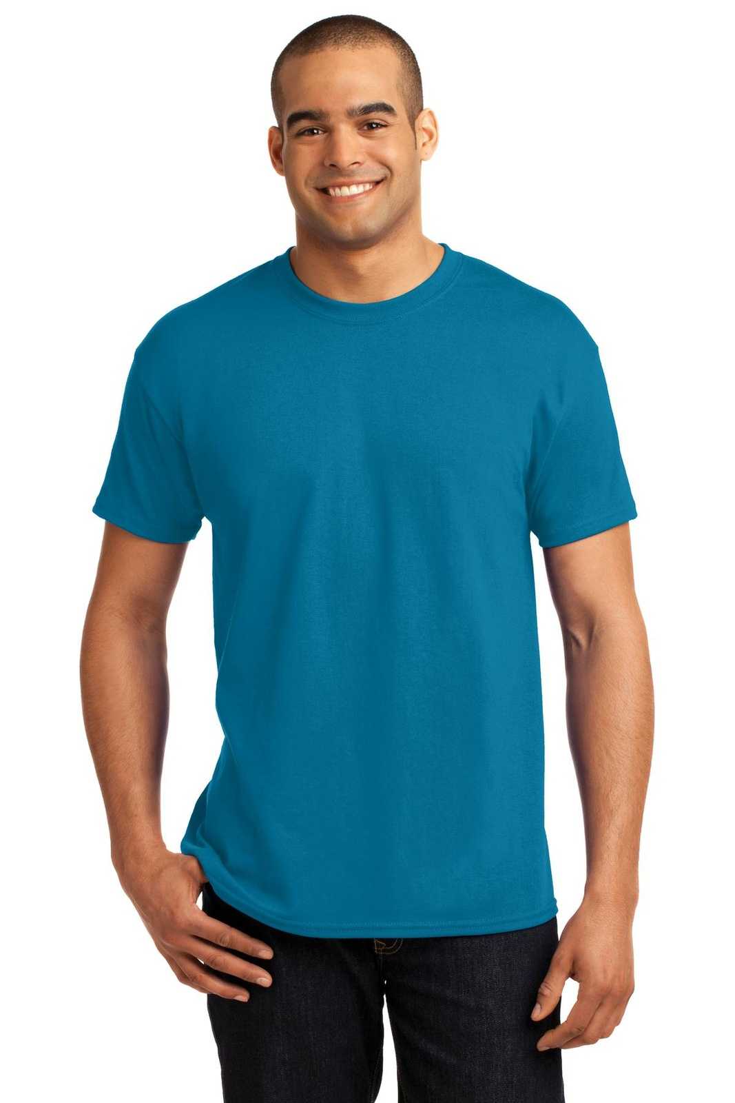 Hanes 5170 Ecosmart 50/50 Cotton/Poly T-Shirt - Teal - HIT a Double