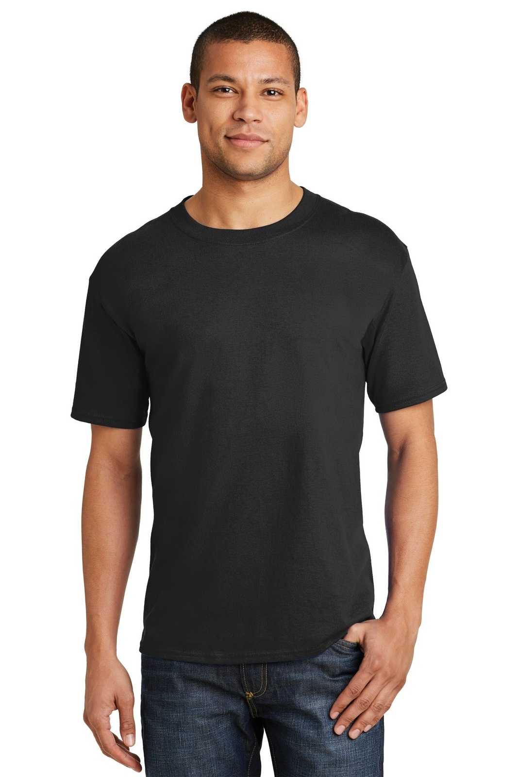 Hanes 5180 Beefy-T 100% Cotton T-Shirt - Black - HIT a Double