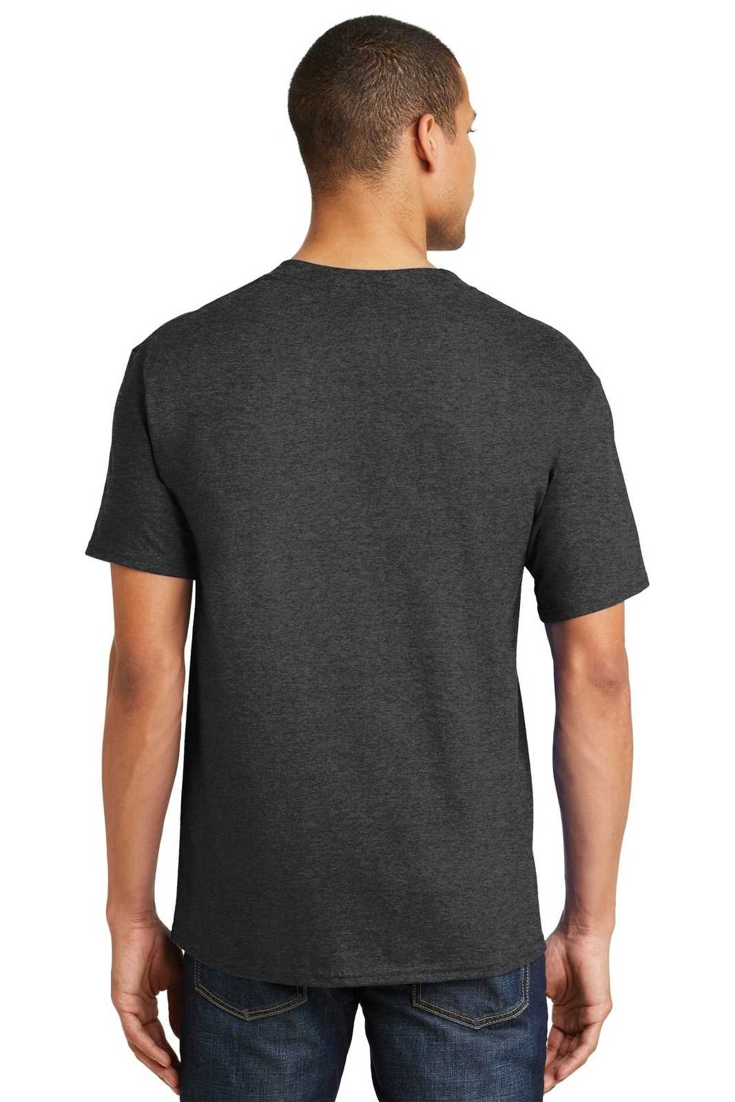 Hanes 5180 Beefy-T 100% Cotton T-Shirt - Charcoal Heather - HIT a Double