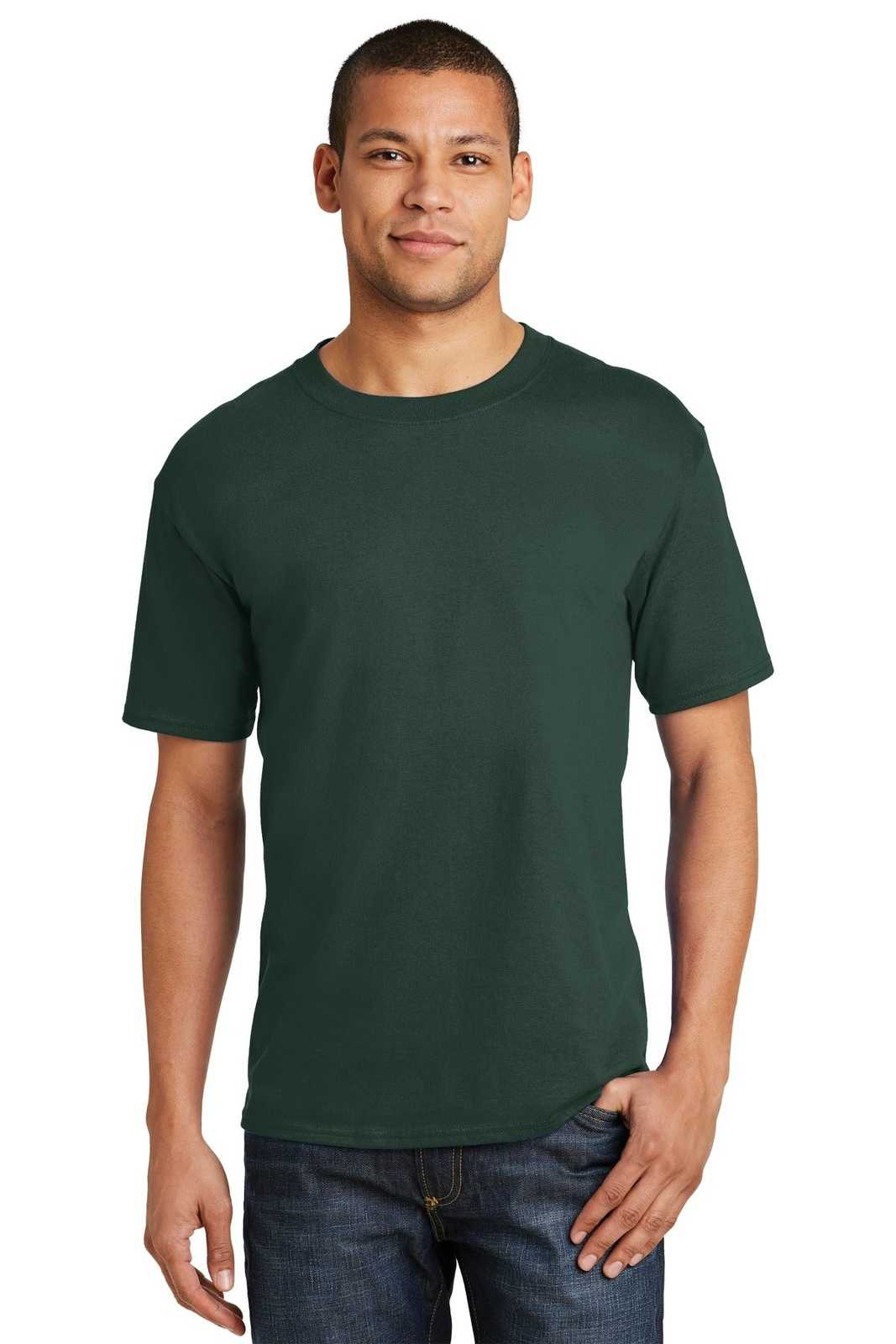 Hanes 5180 Beefy-T 100% Cotton T-Shirt - Deep Forest - HIT a Double