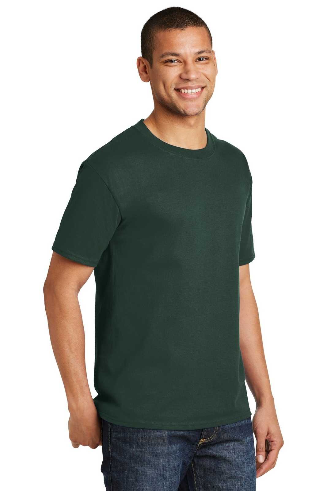 Hanes 5180 Beefy-T 100% Cotton T-Shirt - Deep Forest - HIT a Double
