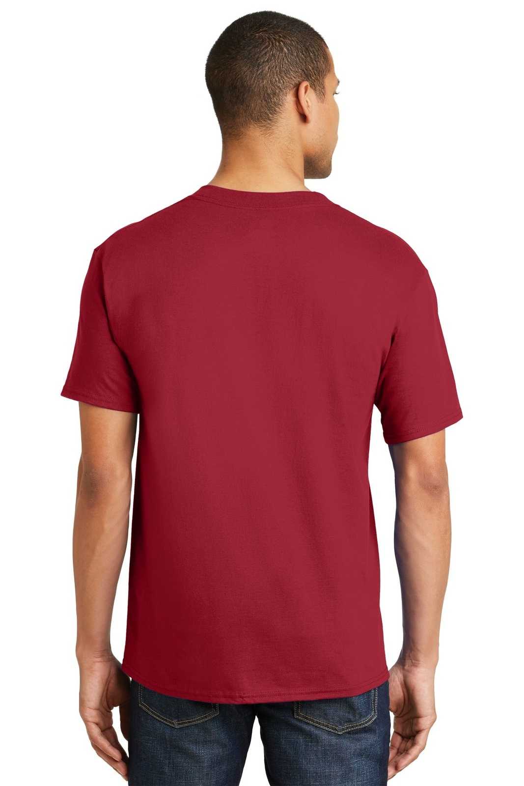 Hanes 5180 Beefy-T 100% Cotton T-Shirt - Deep Red - HIT a Double