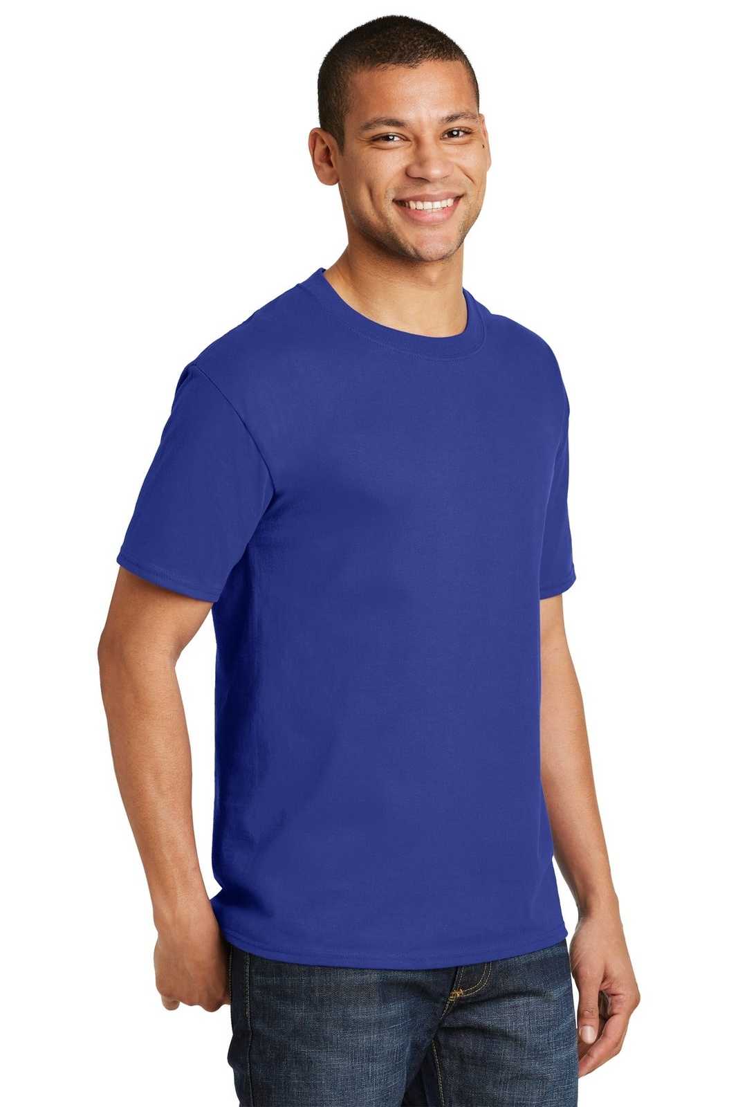 Hanes 5180 Beefy-T 100% Cotton T-Shirt - Deep Royal - HIT a Double